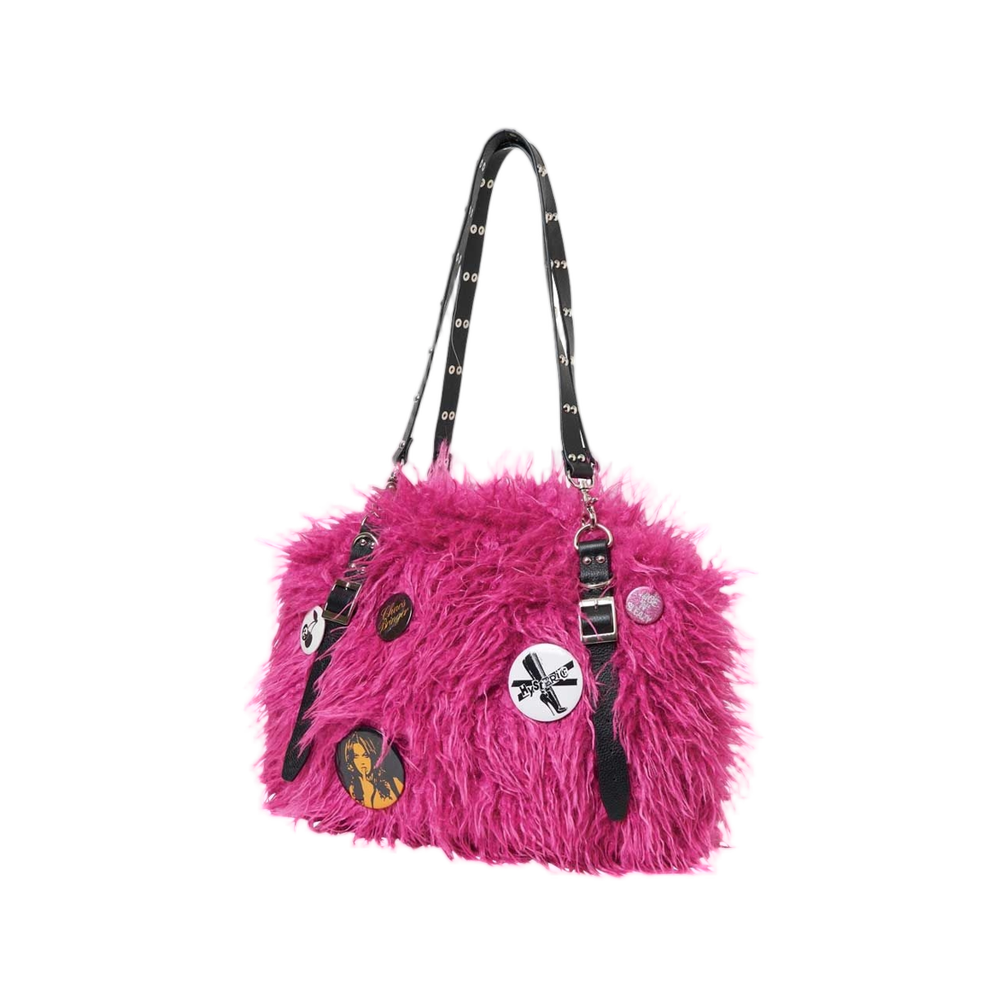 01253QB01 (W) Hysteric Glamour Studded Belt Fur Bag Pink