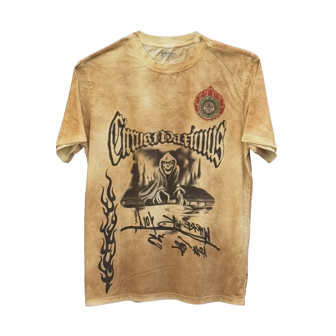 트래비스 스캇 키르쿠스 막시무스 스타디움 투어 25 아시아 스프레이 티셔츠 탄(Travis Scott Circus Maximus Stadium Tour 25 Asia Spray T-Shirts Tan)