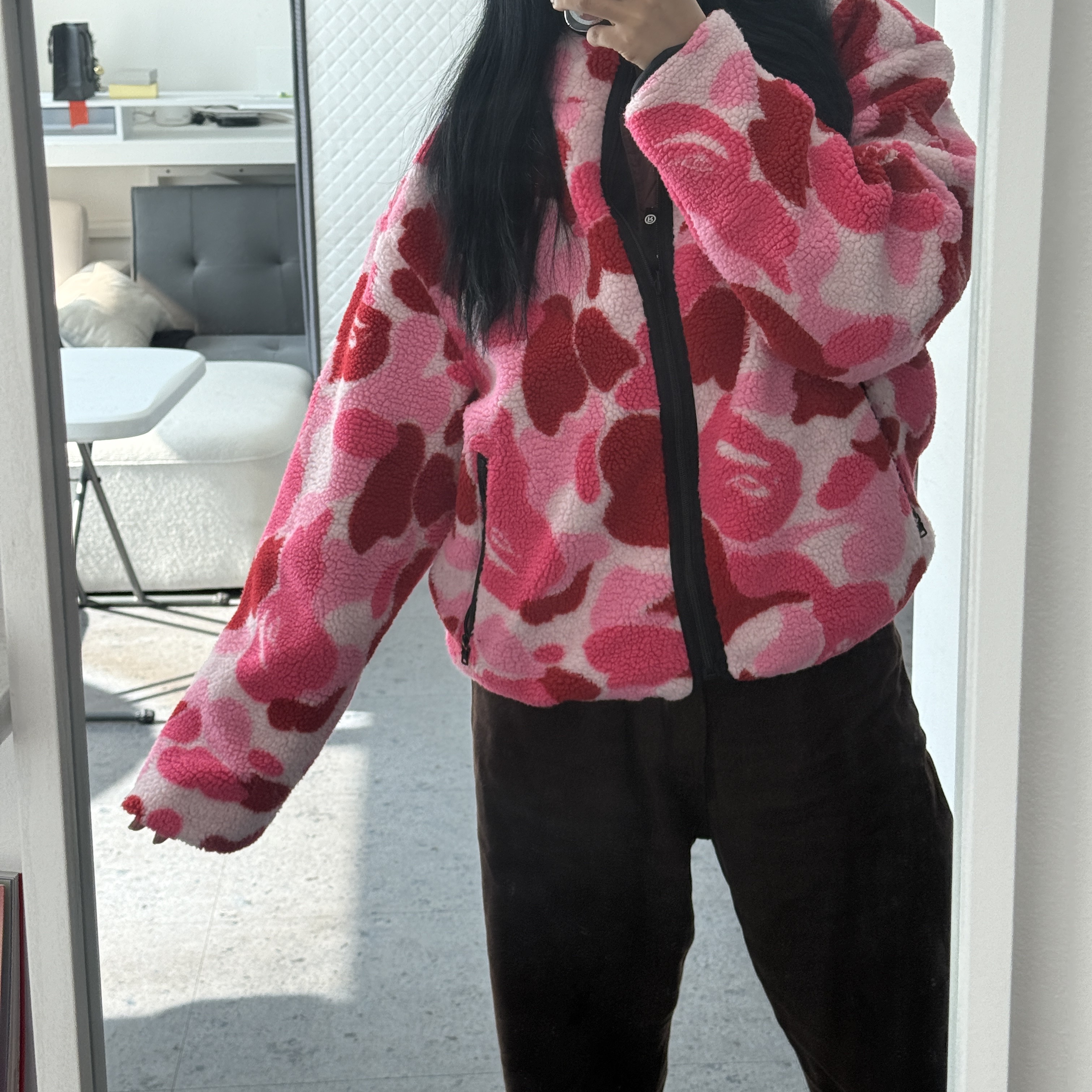 BAPE ABC Camo Boa Ripstop Reversible Jacket Pink 착용 스타일 - 2