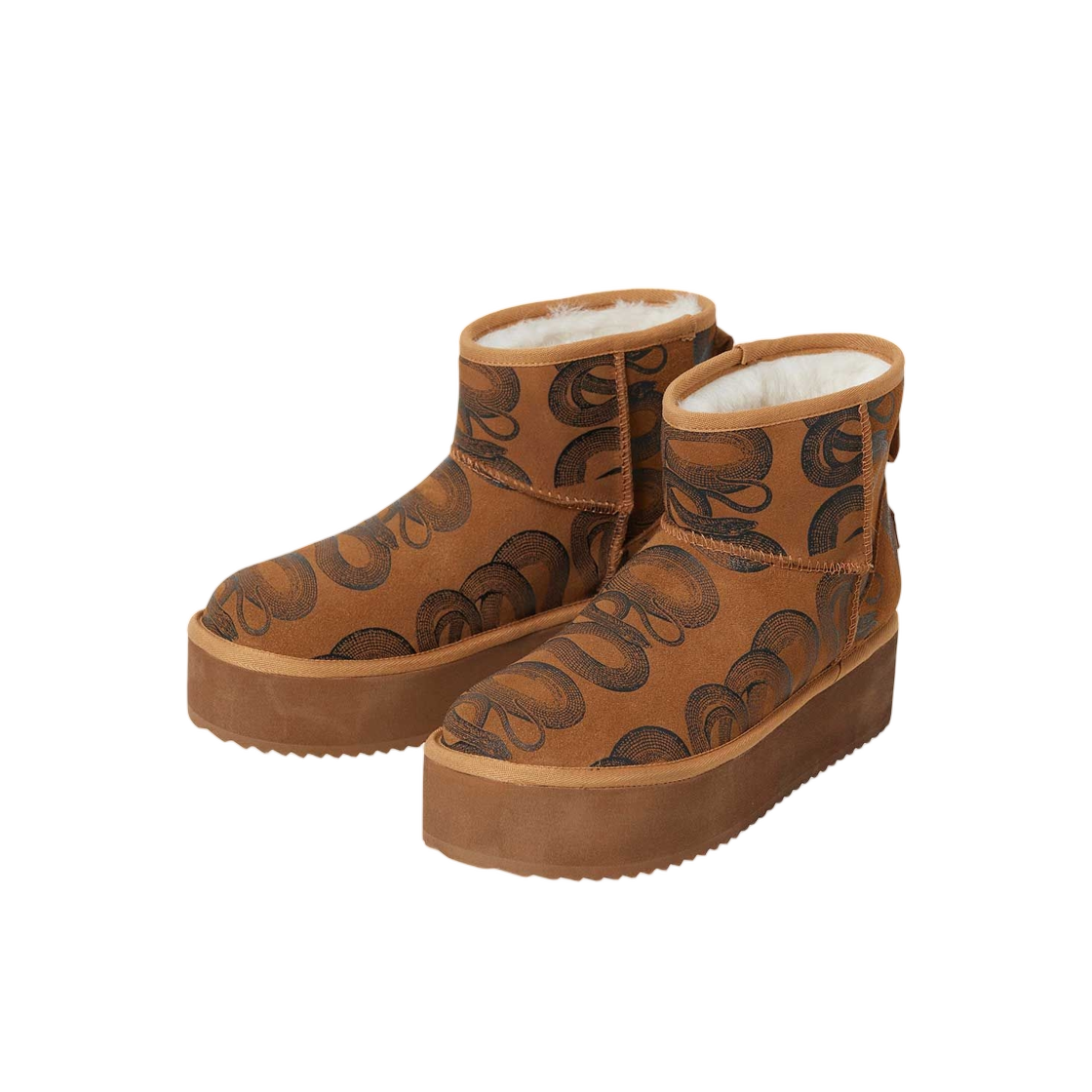 01253QS01 (W) Hysteric Glamour Snake Loop Platform Boots Brown