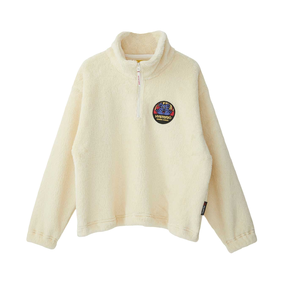 01253CS04 (W) Hysteric Glamour Burning Sounds Patch Half-Zip Sweatshirt White