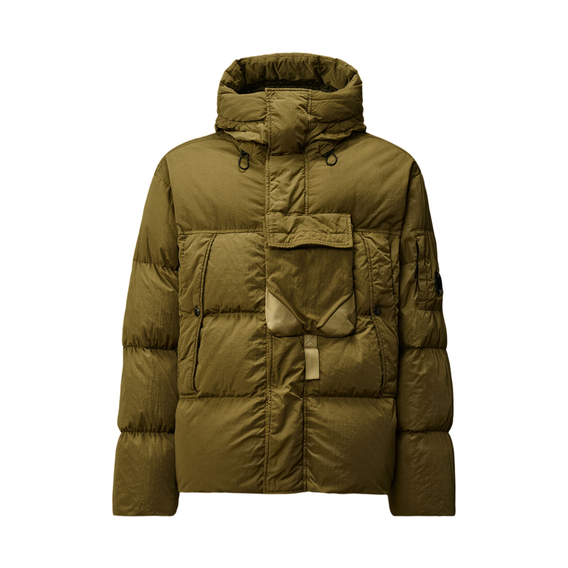 C.P. 컴퍼니 에코크롬 R 믹스드 후드 다운 자켓 캐퍼스 그린 - 25FW(C.P. Company Eco-Chrome R Mixed Hooded Down Jacket Capers Green - 25FW) - 1