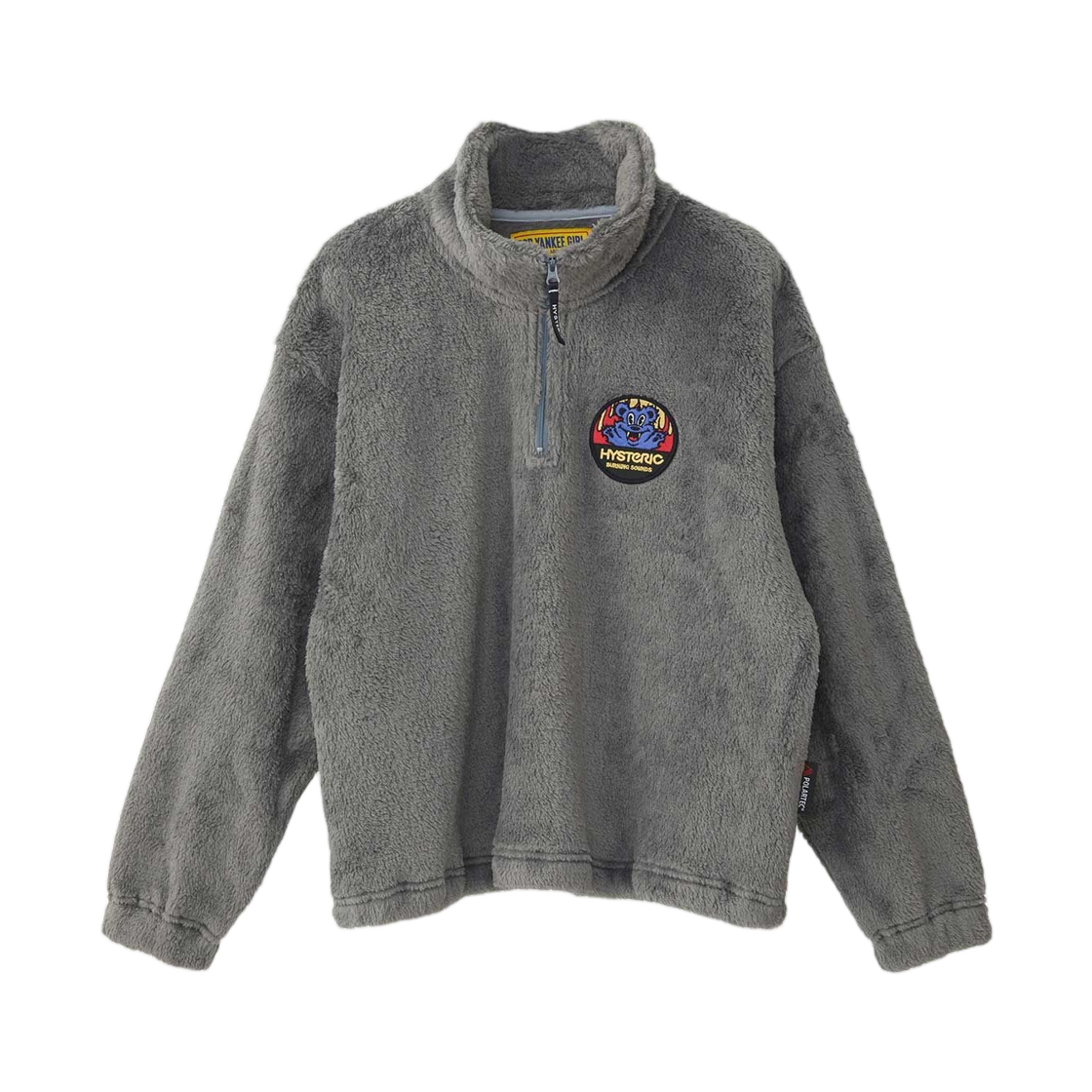 01253CS04 (W) Hysteric Glamour Burning Sounds Patch Half-Zip Sweatshirt Gray