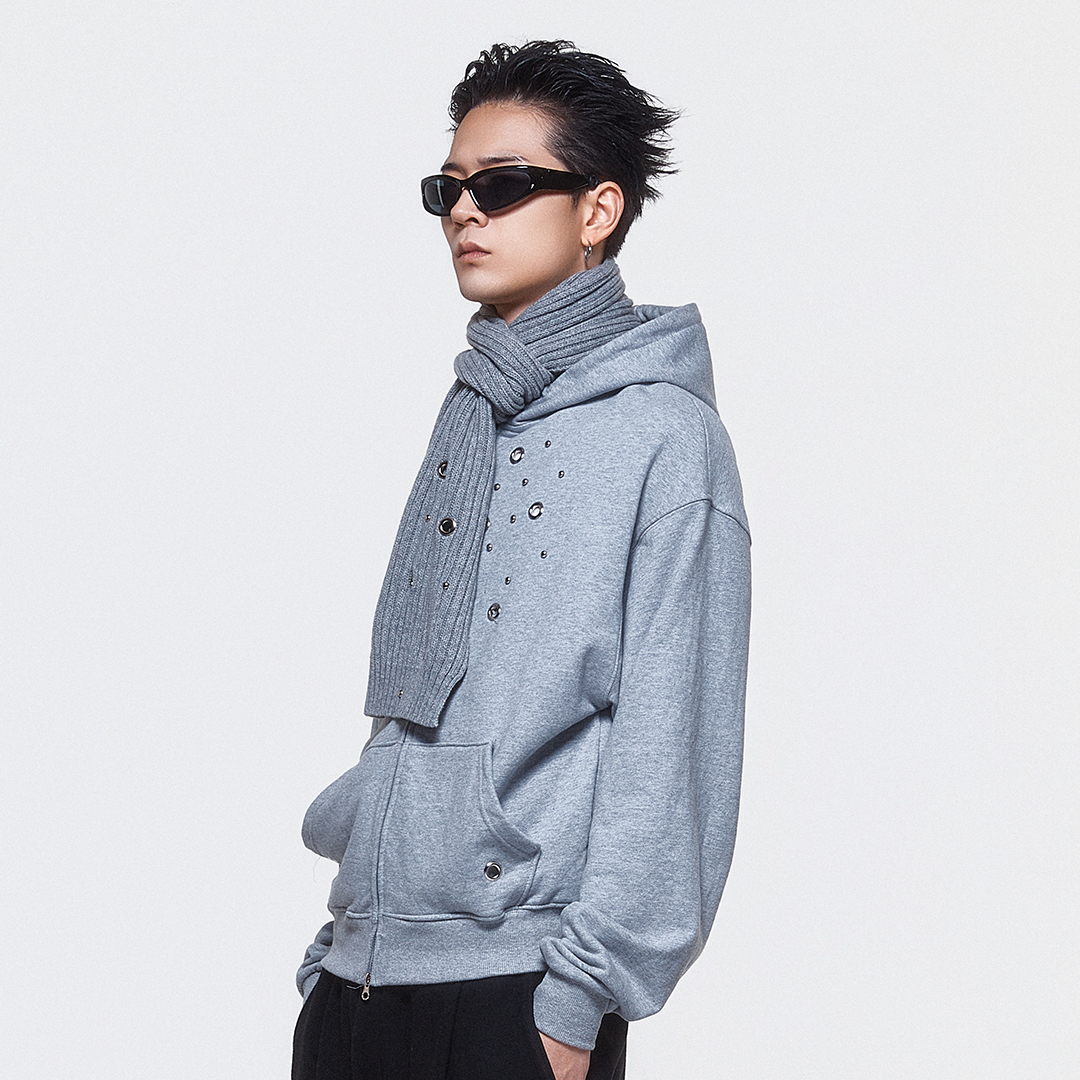 디오스피스 아일렛 스터드 머플러 그레이(DAUSPICE Eyelet Stud Muffler Gray) - 3