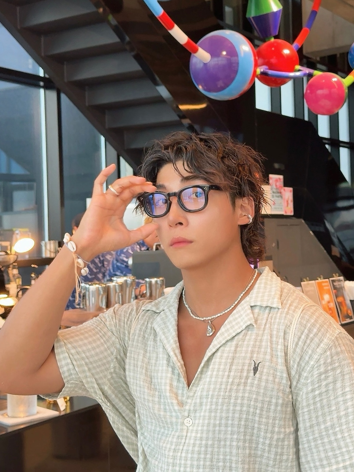 lash Lunettes 02 Black 착용 스타일 - 2