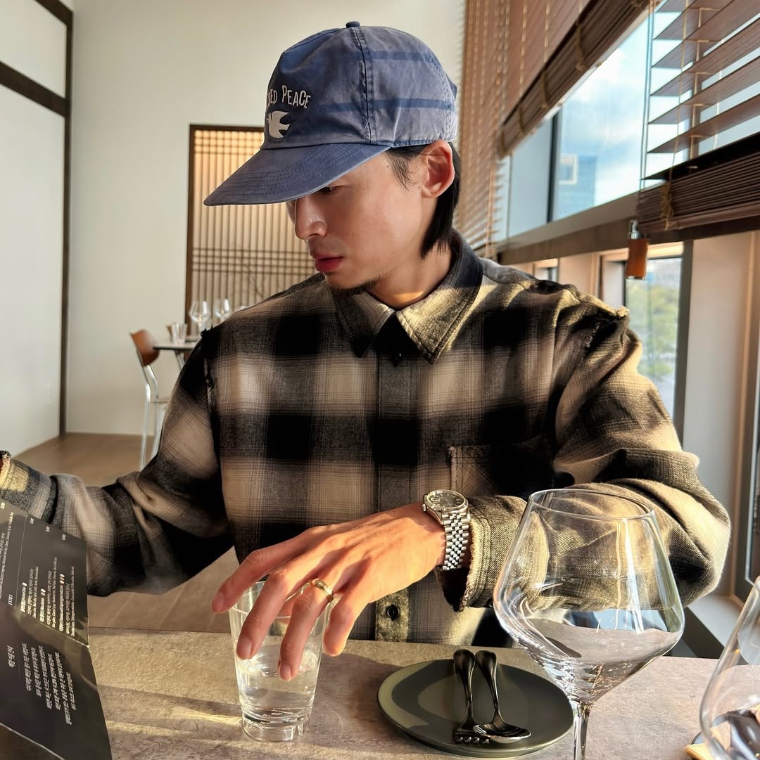 Mea Vintage Check Shirt Charcoal 착용 스타일 - 1