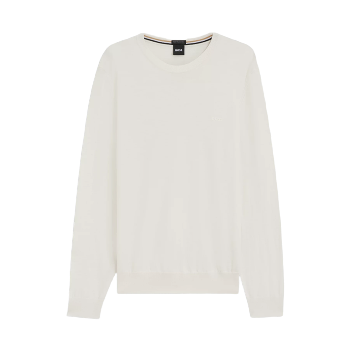 50476364-131 Hugo Boss Embroidered Logo Virgin Wool Regular Fit Sweater White