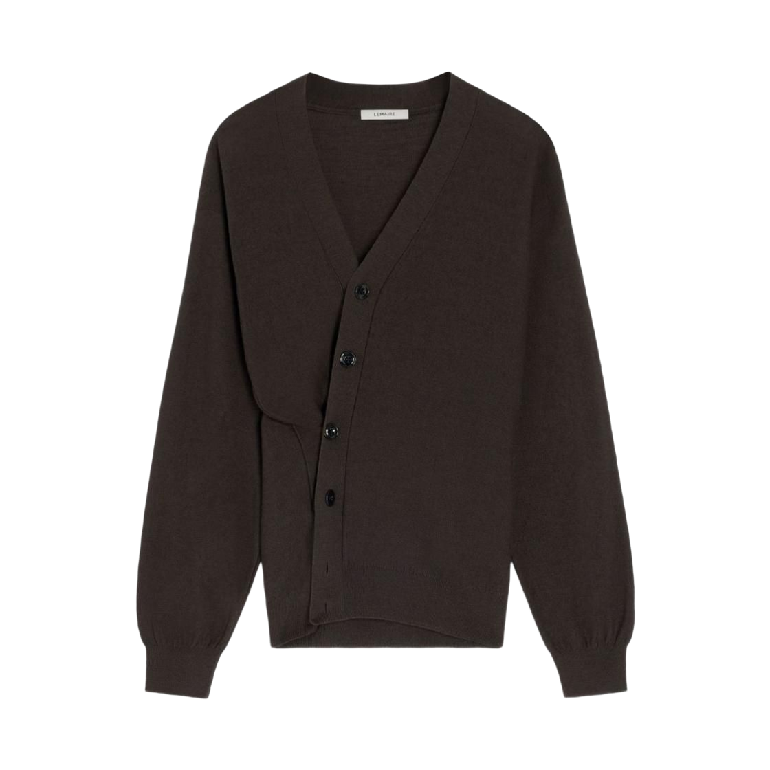 TO1082-LK087-397 Lemaire Wool Relaxed Twisted Cardigan Dark Cacao