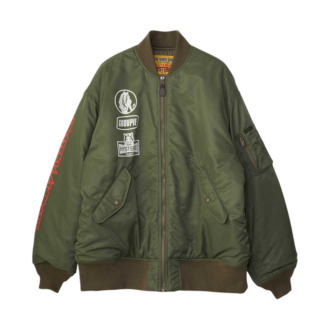 01253AB02 (W) Hysteric Glamour Devils Racing Ma-1 Khaki