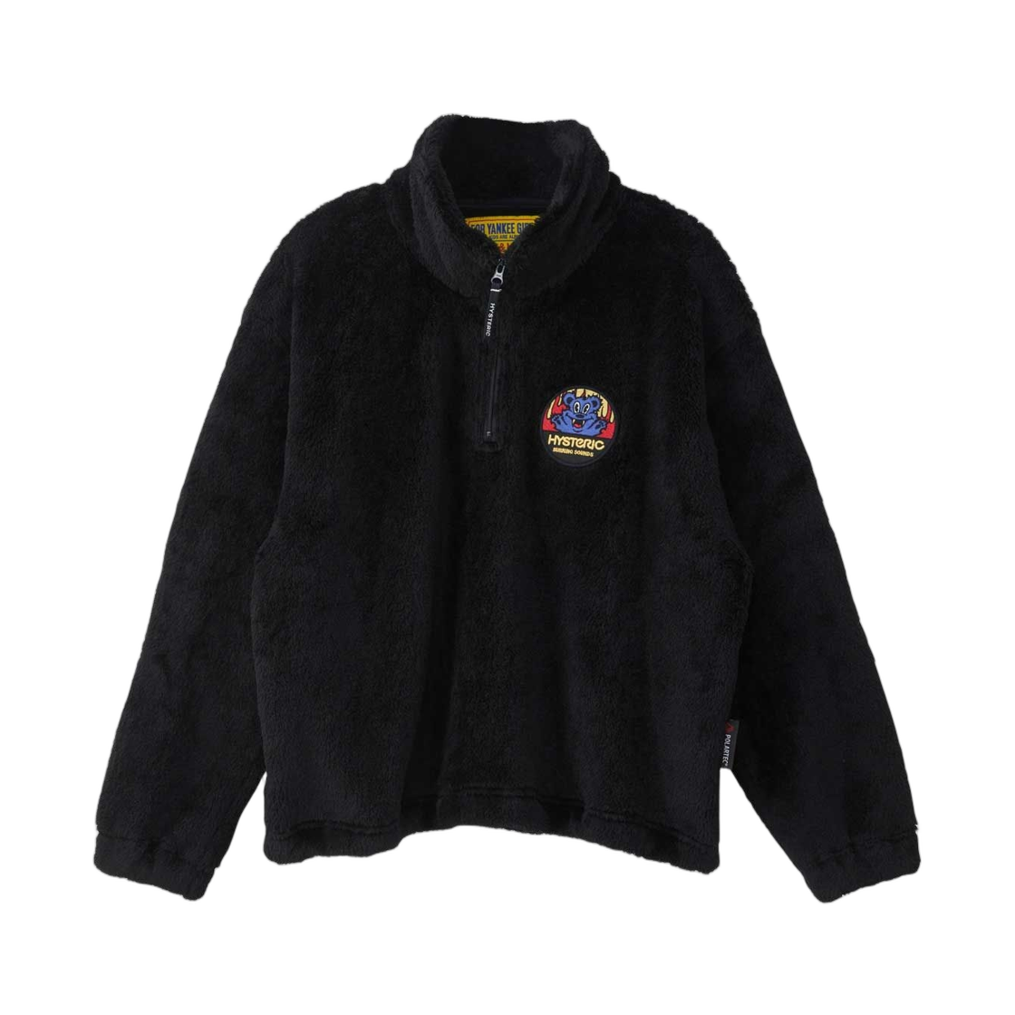 01253CS04 (W) Hysteric Glamour Burning Sounds Patch Half-Zip Sweatshirt Black