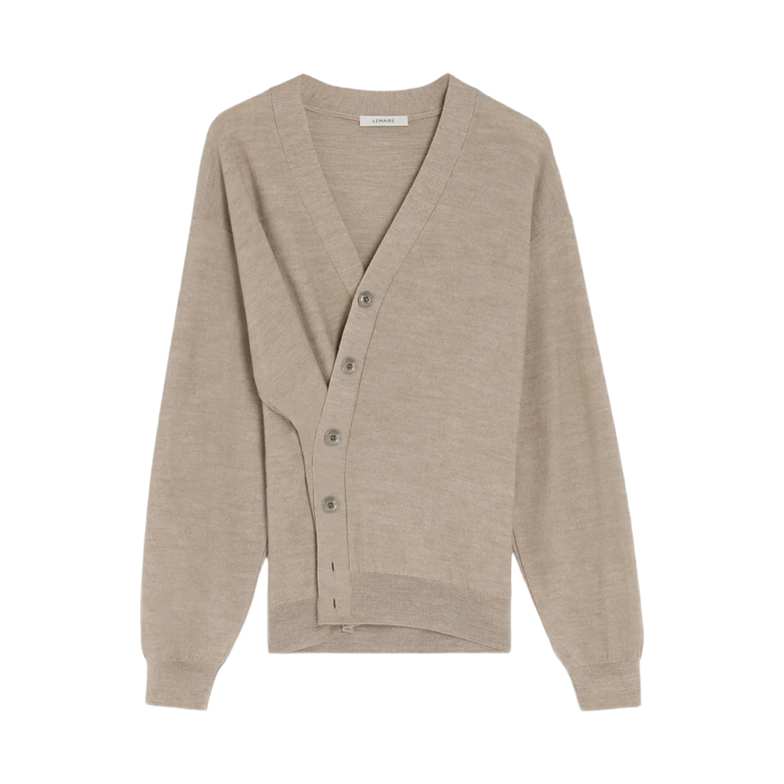 TO1082-LK087-446 Lemaire Wool Relaxed Twisted Cardigan Light Taupe