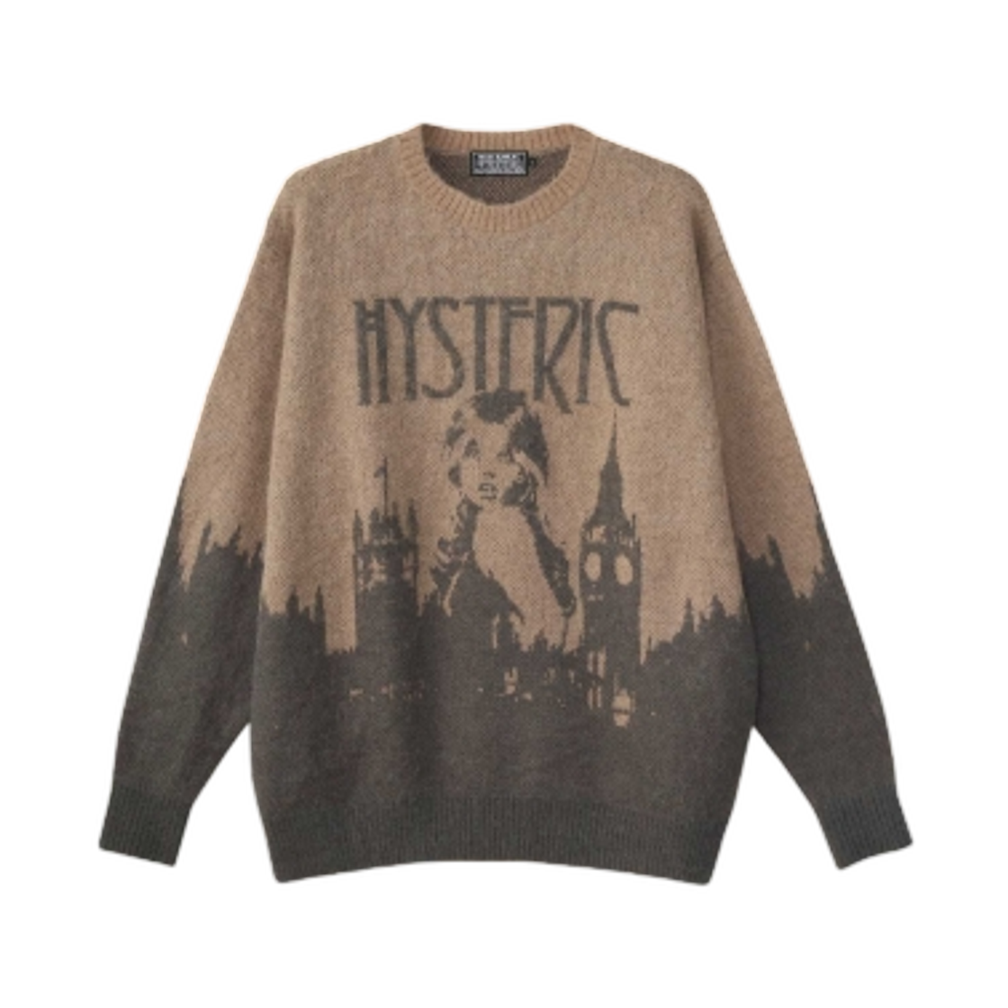 히스테릭 글래머 런던 콜링 자카드 스웨터 베이지(Hysteric Glamour London Calling Jacquard Sweater Beige) - 1