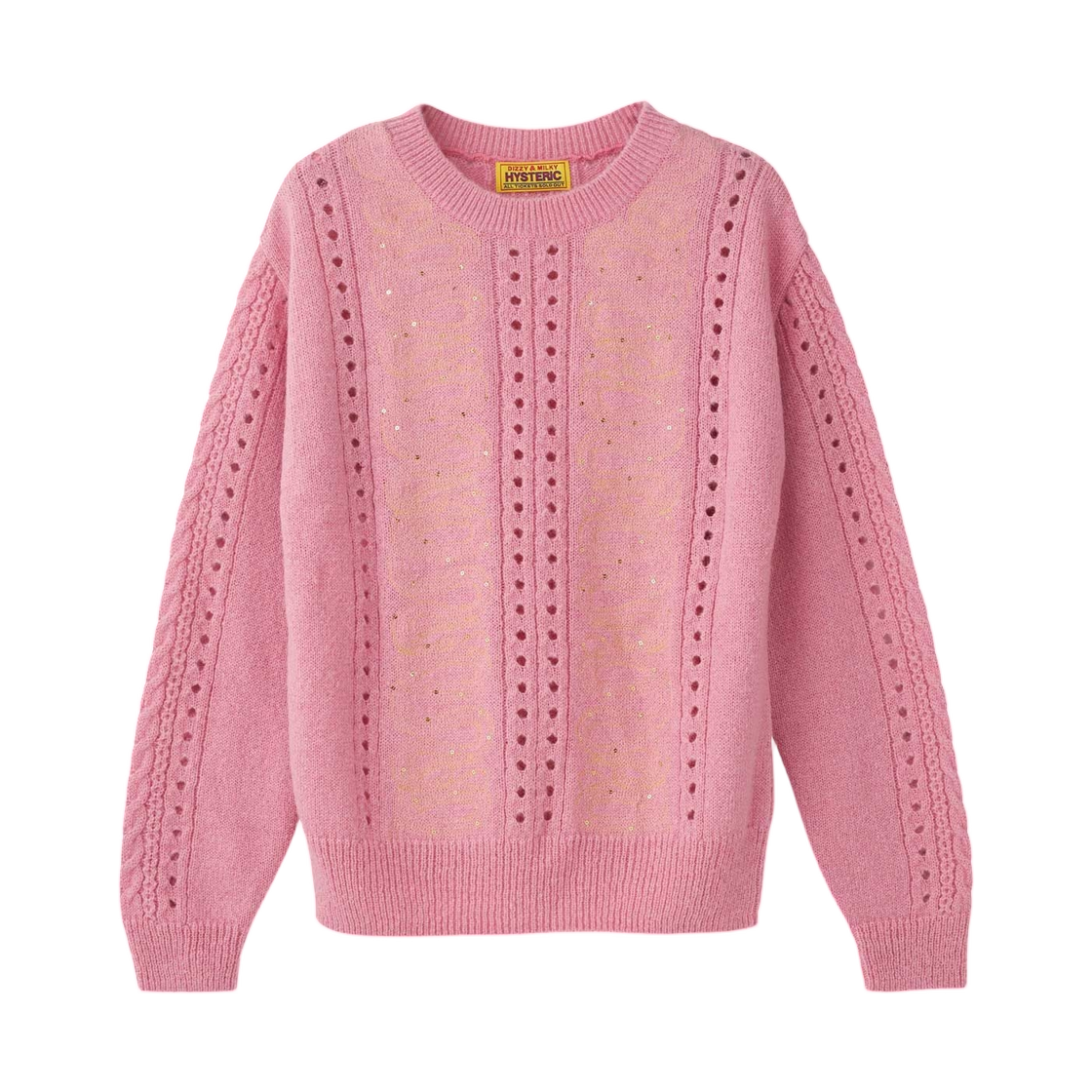 (W) 히스테릭 글래머 스네이크 루프 자수 스웨터 핑크((W) Hysteric Glamour Snake Loop Embroidered Sweater Pink) - 1