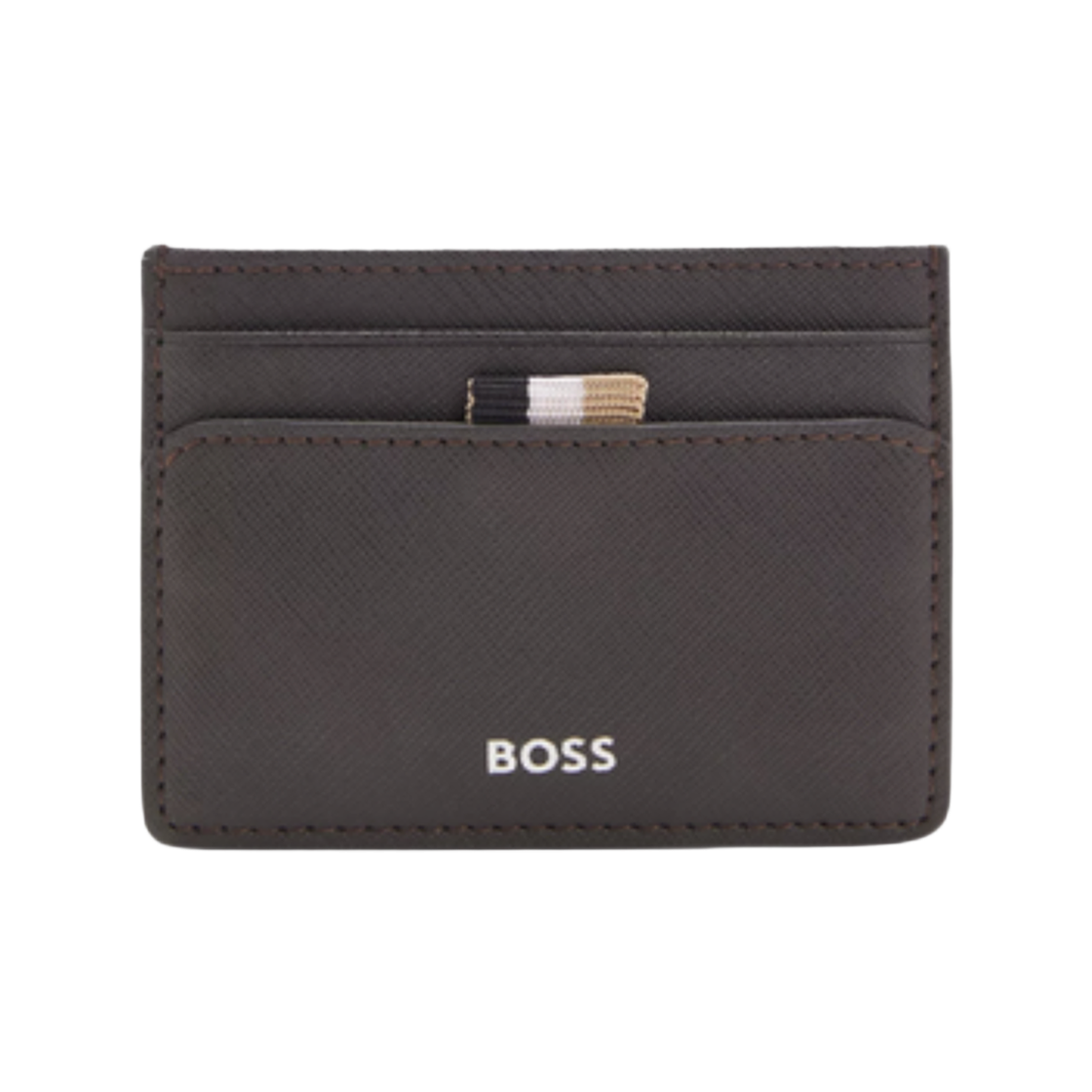 50536751-203 Hugo Boss Logo Detail Card Holder Dark Brown