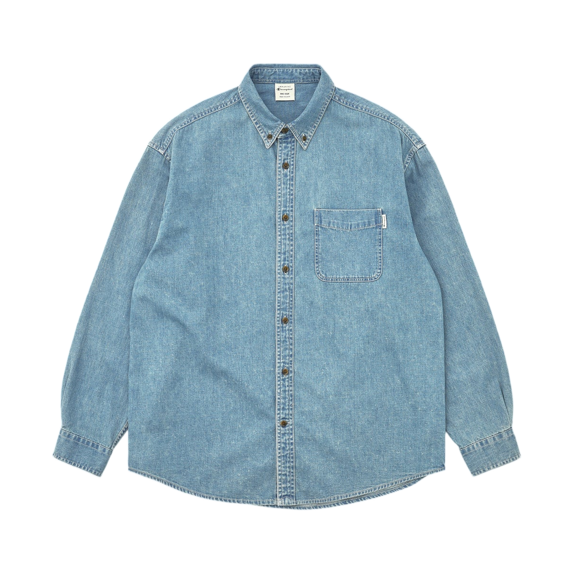 카키스 x 챔피온 클럽 데님 셔츠 라이트 블루(Khakis x Champion Club Denim Shirt Light Blue)