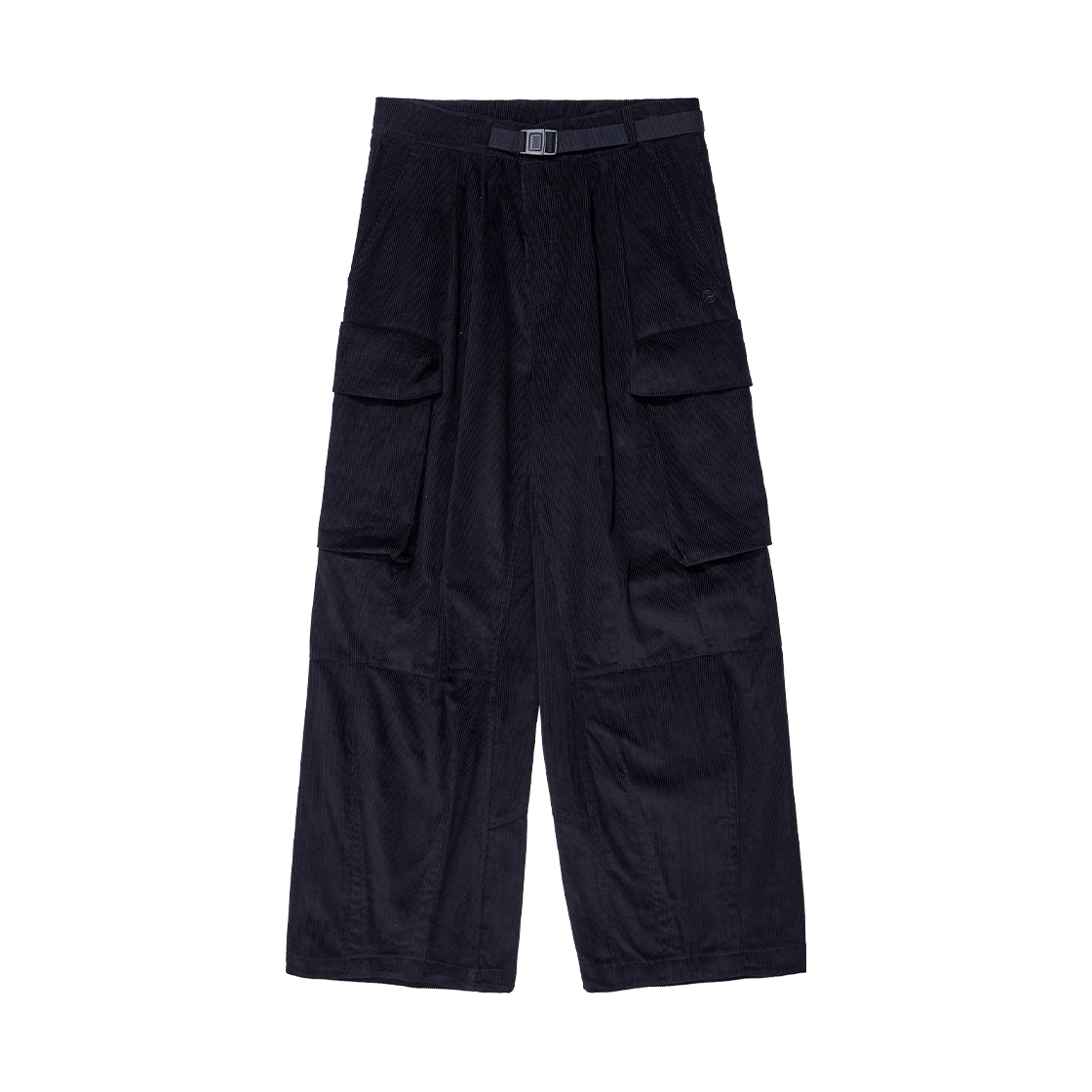 KB3PT1218MBK KALA PATTHAR Wide Corduroy Belted Cargo Pocket Pants Black