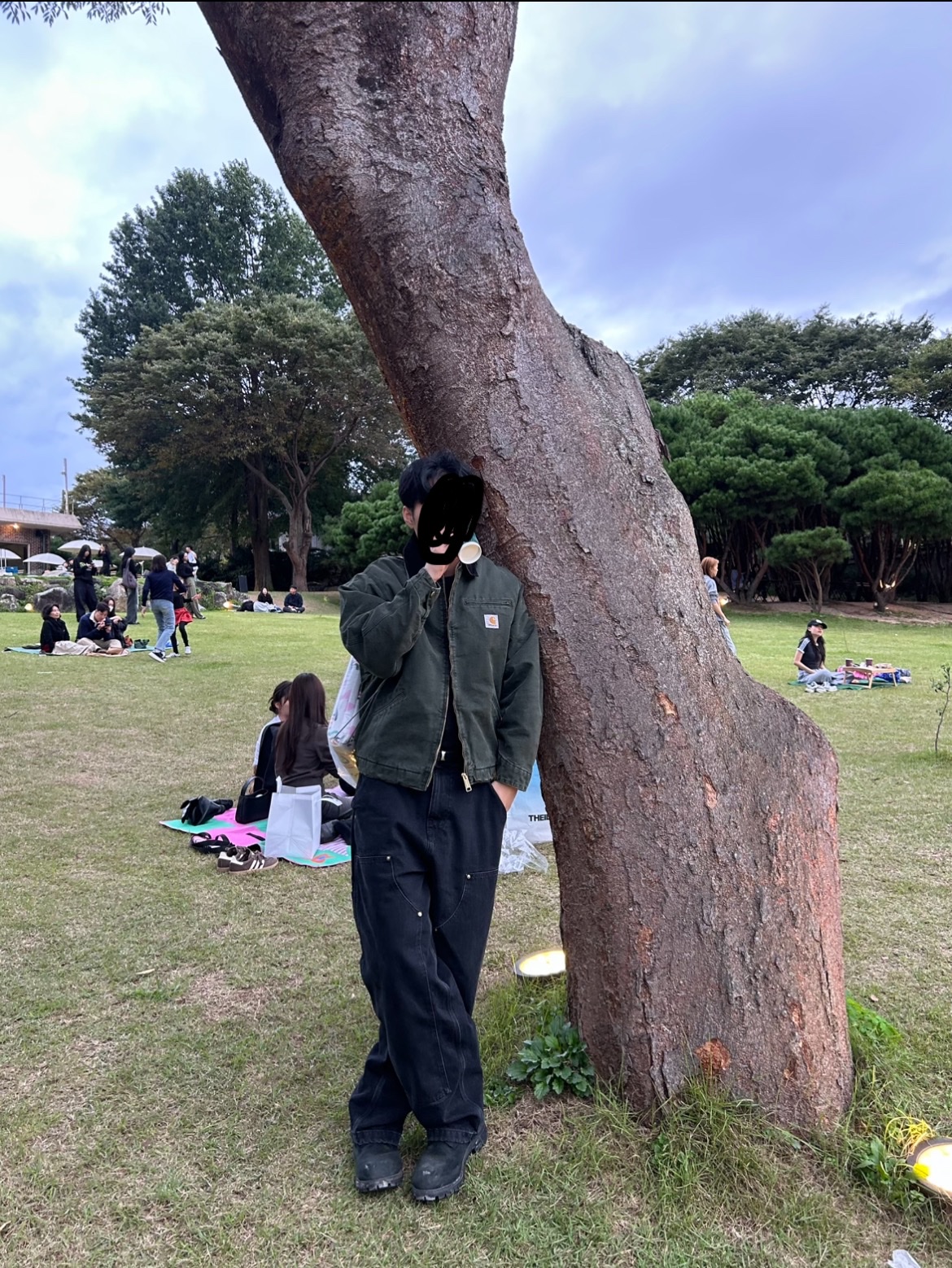 Carhartt WIP OG Detroit Jacket Olive Black Stone Canvas - Winter 착용 스타일