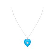 Bőr Heart Turquoise Point Necklace (L)