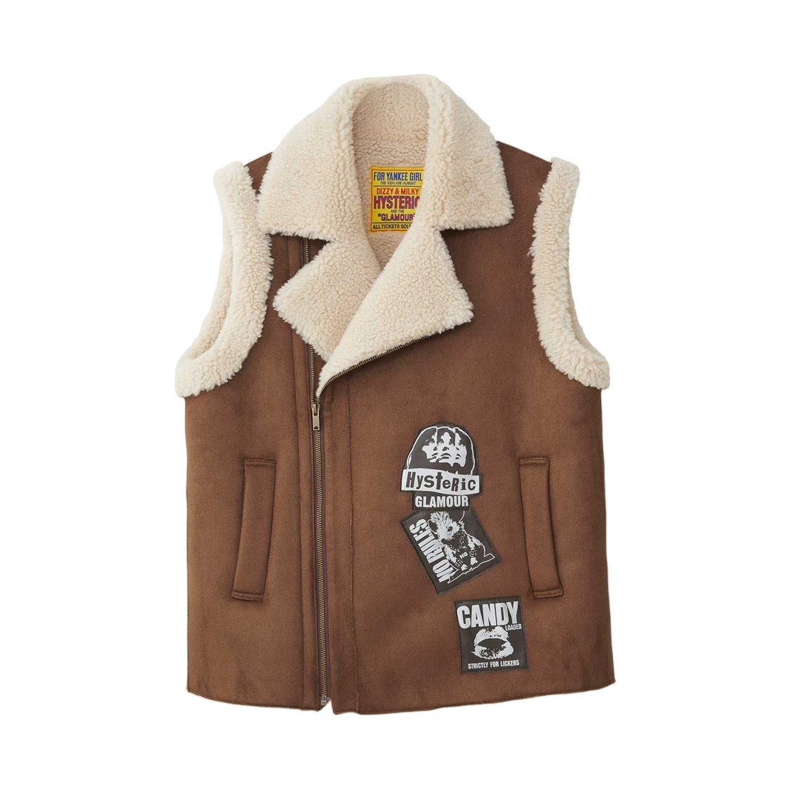 01253AV02 (W) Hysteric Glamour Punk Custom Eco Mouton Vest Brown