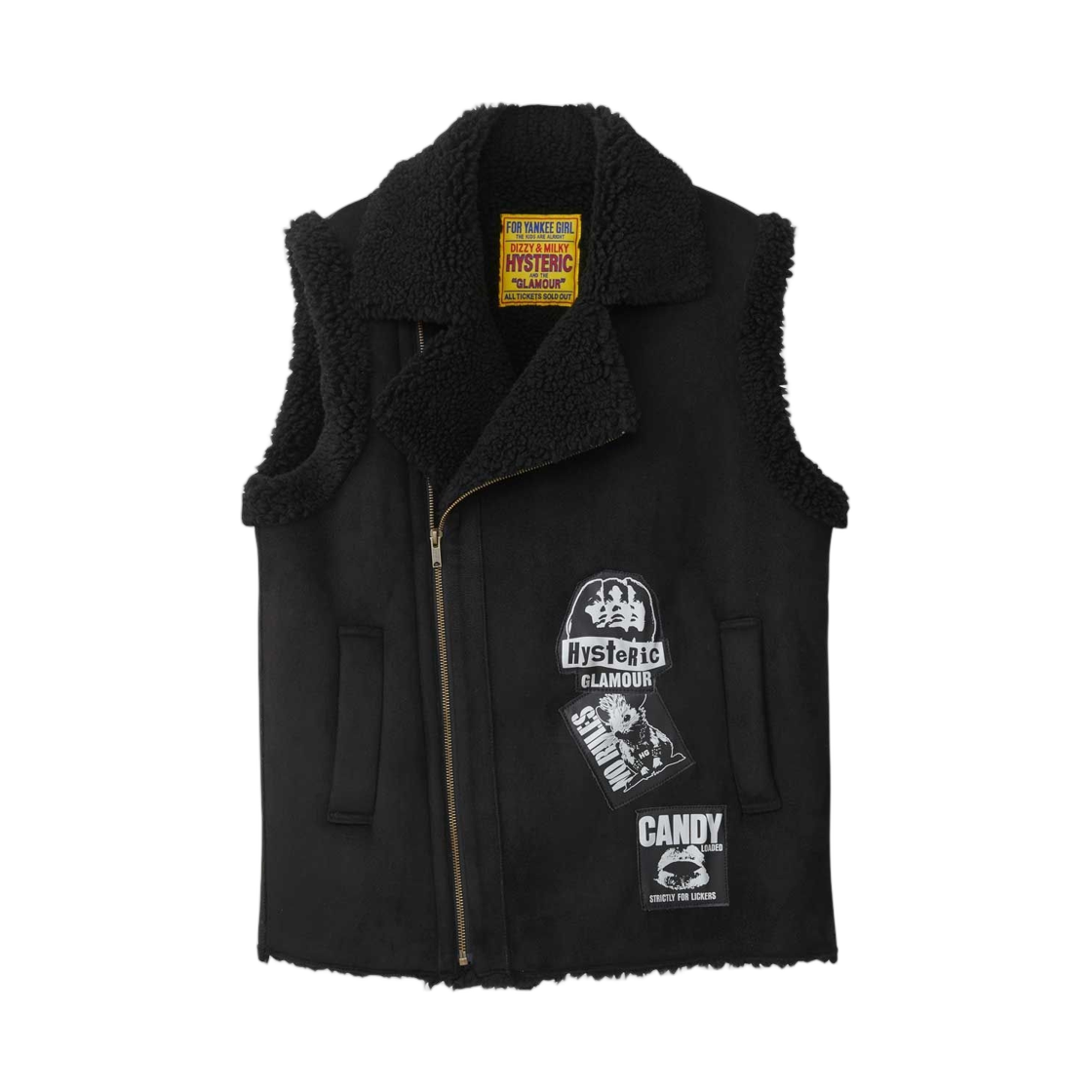 01253AV02 (W) Hysteric Glamour Punk Custom Eco Mouton Vest Black