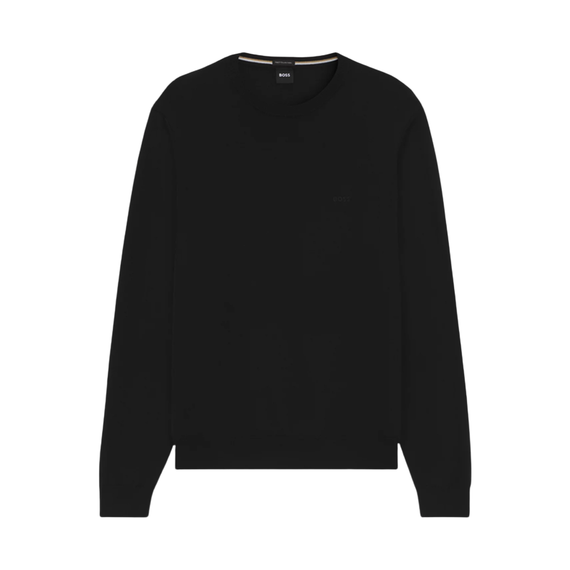 50476364-001 Hugo Boss Embroidered Logo Virgin Wool Regular Fit Sweater Black