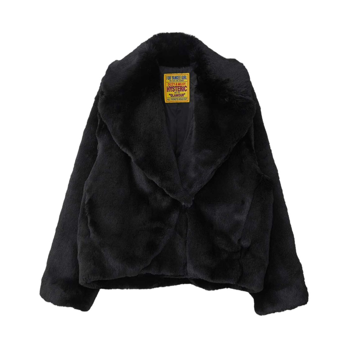 01253AB06 (W) Hysteric Glamour Fire Bear Embroidered Faux Fur Blouson Black