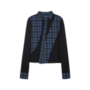 Rave Review Women Megah Tight Fitted Assymetric Button Down Shirt Black Grey - 25FW