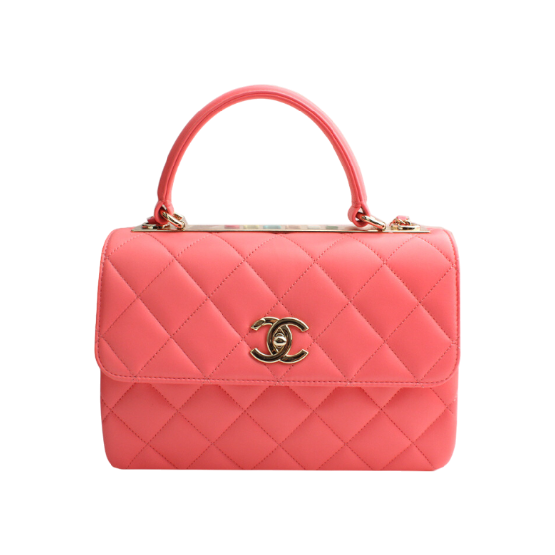샤넬 트렌디 CC 네온코랄 스몰 토트백 겸 크로스백(Chanel Trendy CC Neon Coral Small Tote & Crossbody Bag) - 1