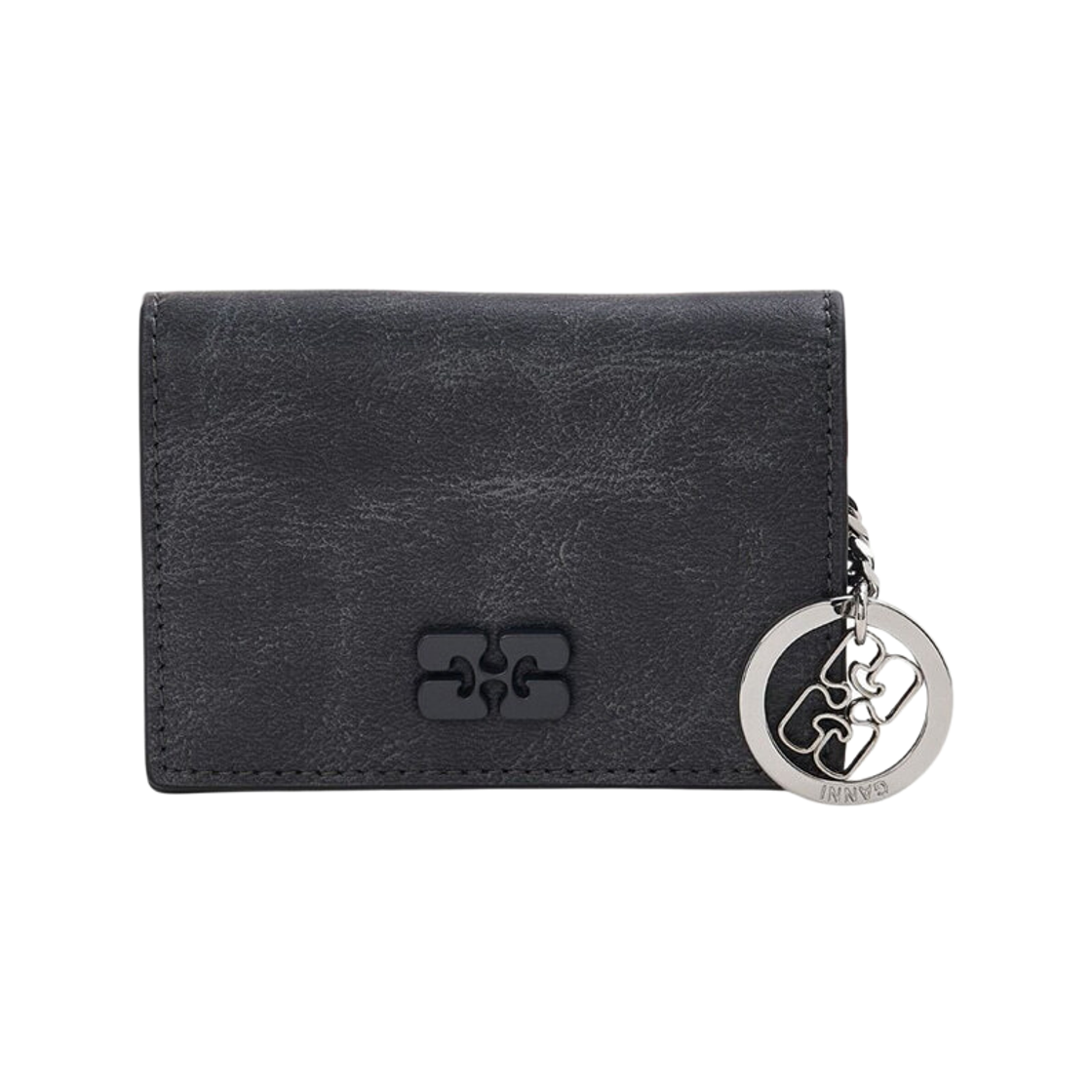 A7044-911 Ganni Flap Bou Card Holder Ebony