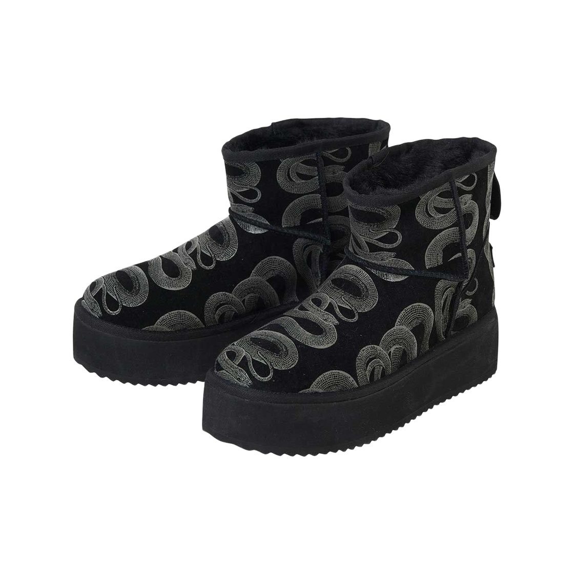 01253QS01 (W) Hysteric Glamour Snake Loop Platform Boots Black