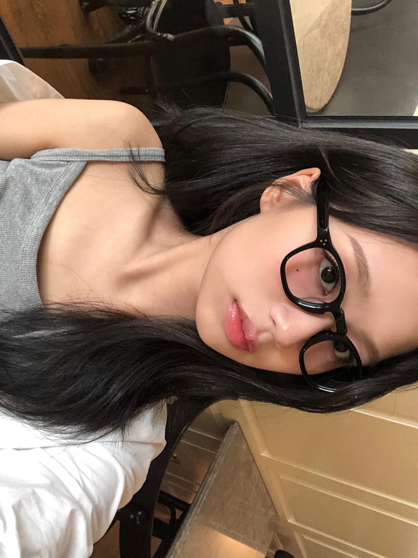lash Lunettes 01 Black 착용 스타일 - 1