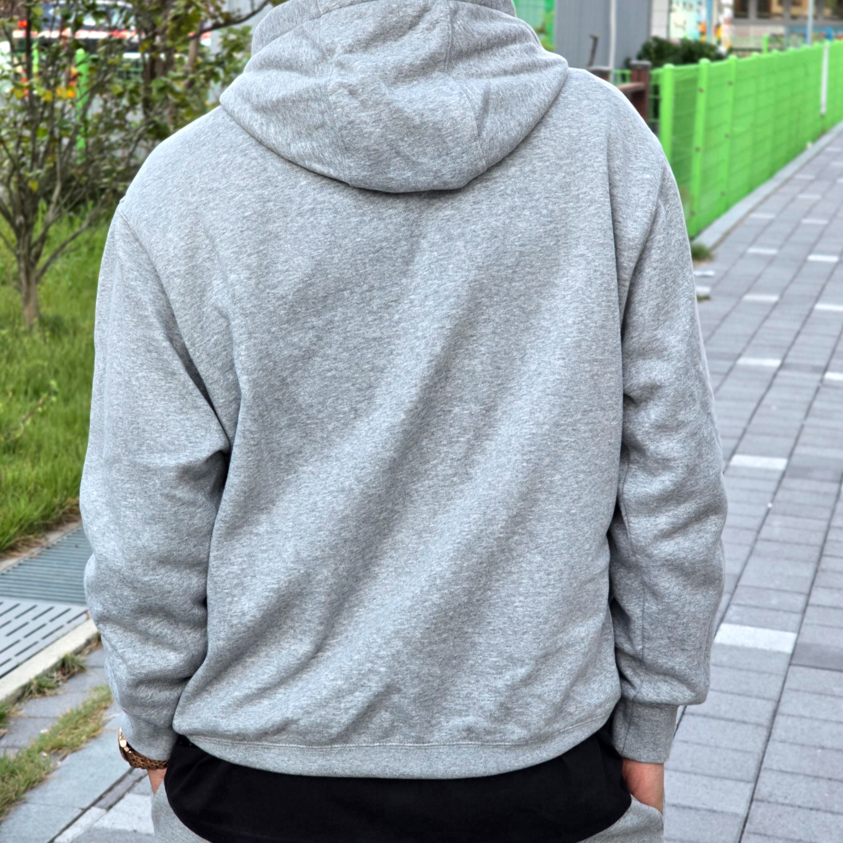 Nike NSW Club Fleece Pullover Hoodie Dark Grey Heather - Asia, Nike NSW Club Pullover Hoodie Dark Grey Heather - Asia 착용 스타일 - 2