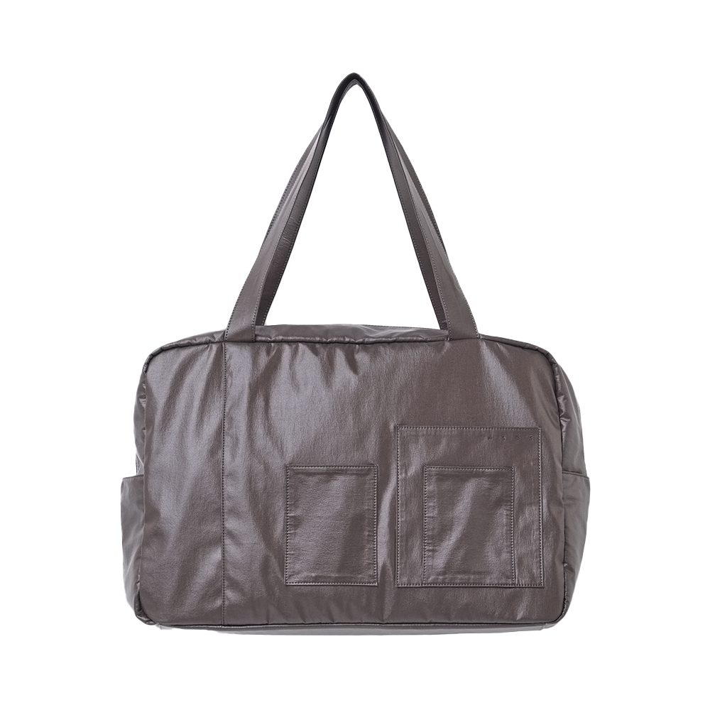325BG677BR ACOC Glossy Grid Duffle L Bag Brown
