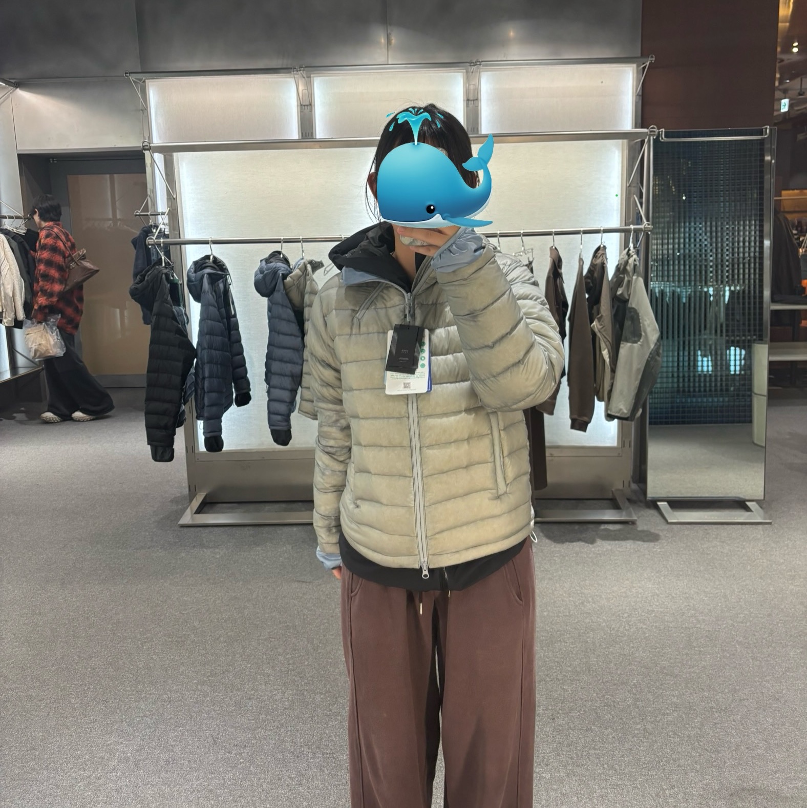 Sansan Gear Suffix Puffer Jacket Grey_25FW, Sansan Gear Suffix Puffer Jacket Navy_25FW 착용 스타일 - 1