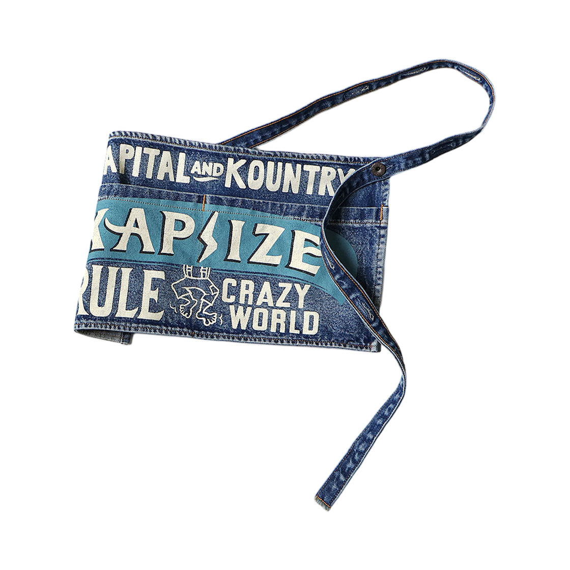 K2508XG510 Kapital 13 oz. Denim Distressed Short Apron Kapsize Rule Processing