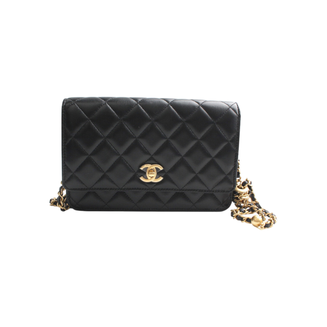 ITA3P5U6JGCC Chanel Chain Ball Black Lambskin WOC Crossbody Bag with Chip