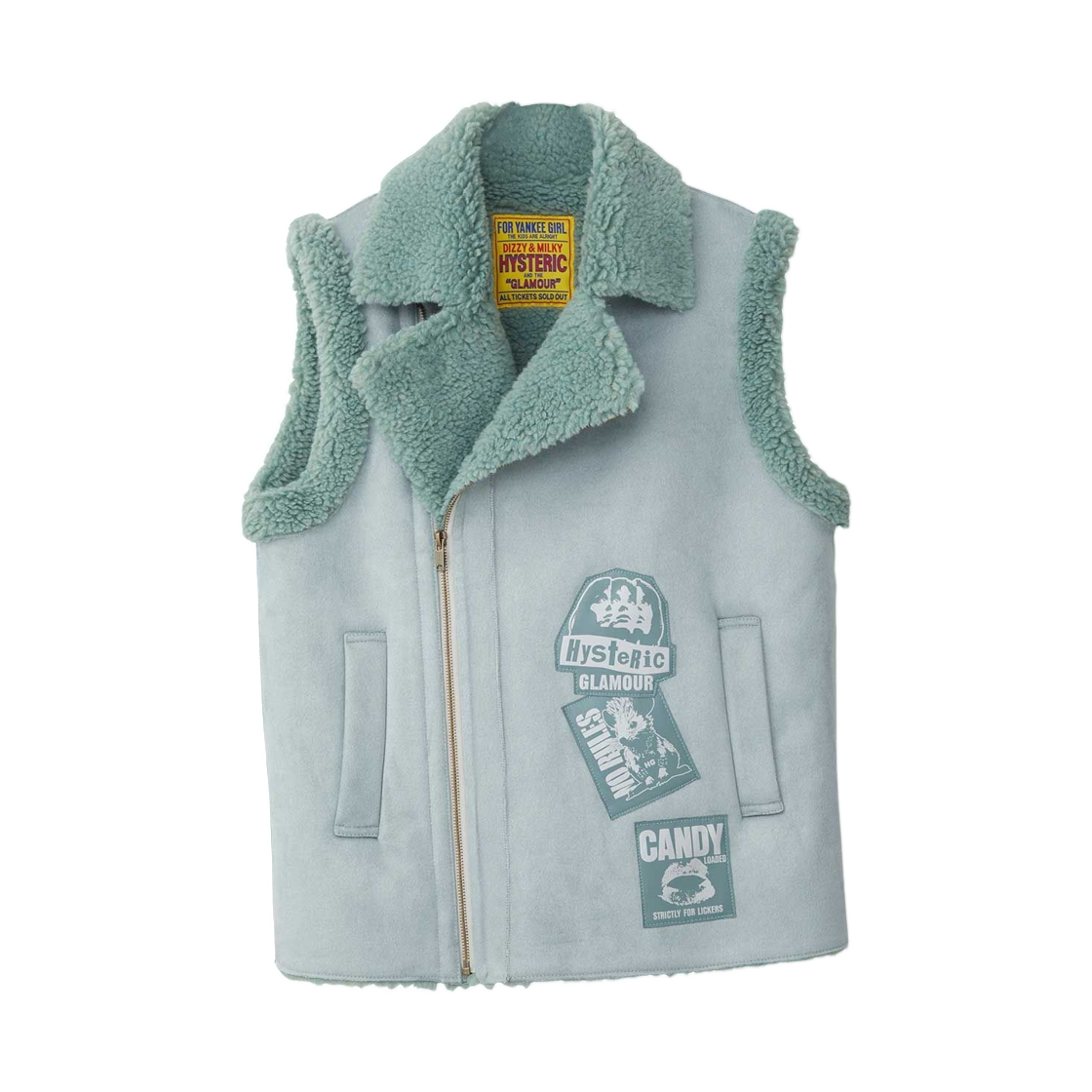 01253AV02 (W) Hysteric Glamour Punk Custom Eco Mouton Vest Green