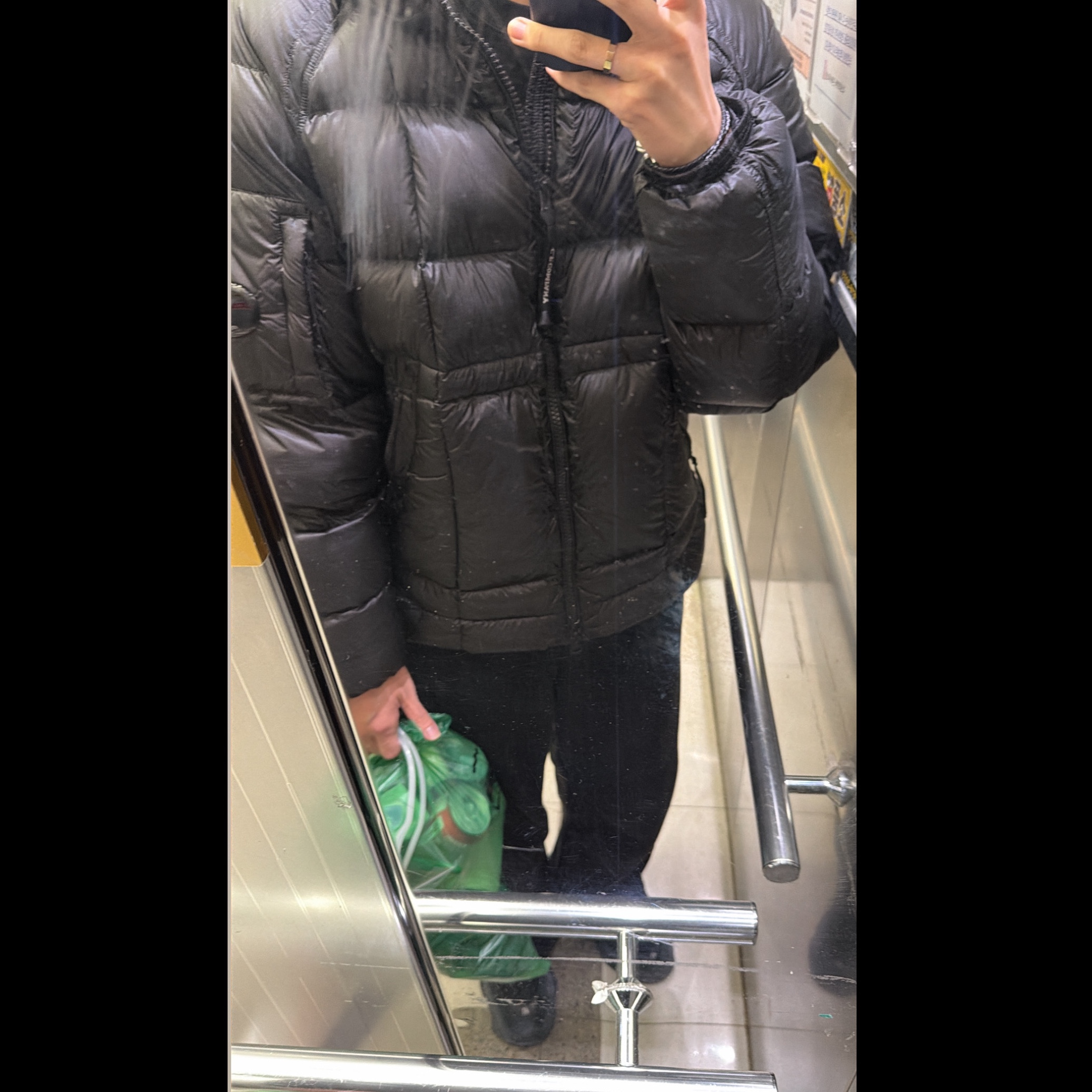 C.P. Company D.D. Shell Hooded Medium Down Jacket Black - 24FW, Balenciaga Triple S Black 착용 스타일