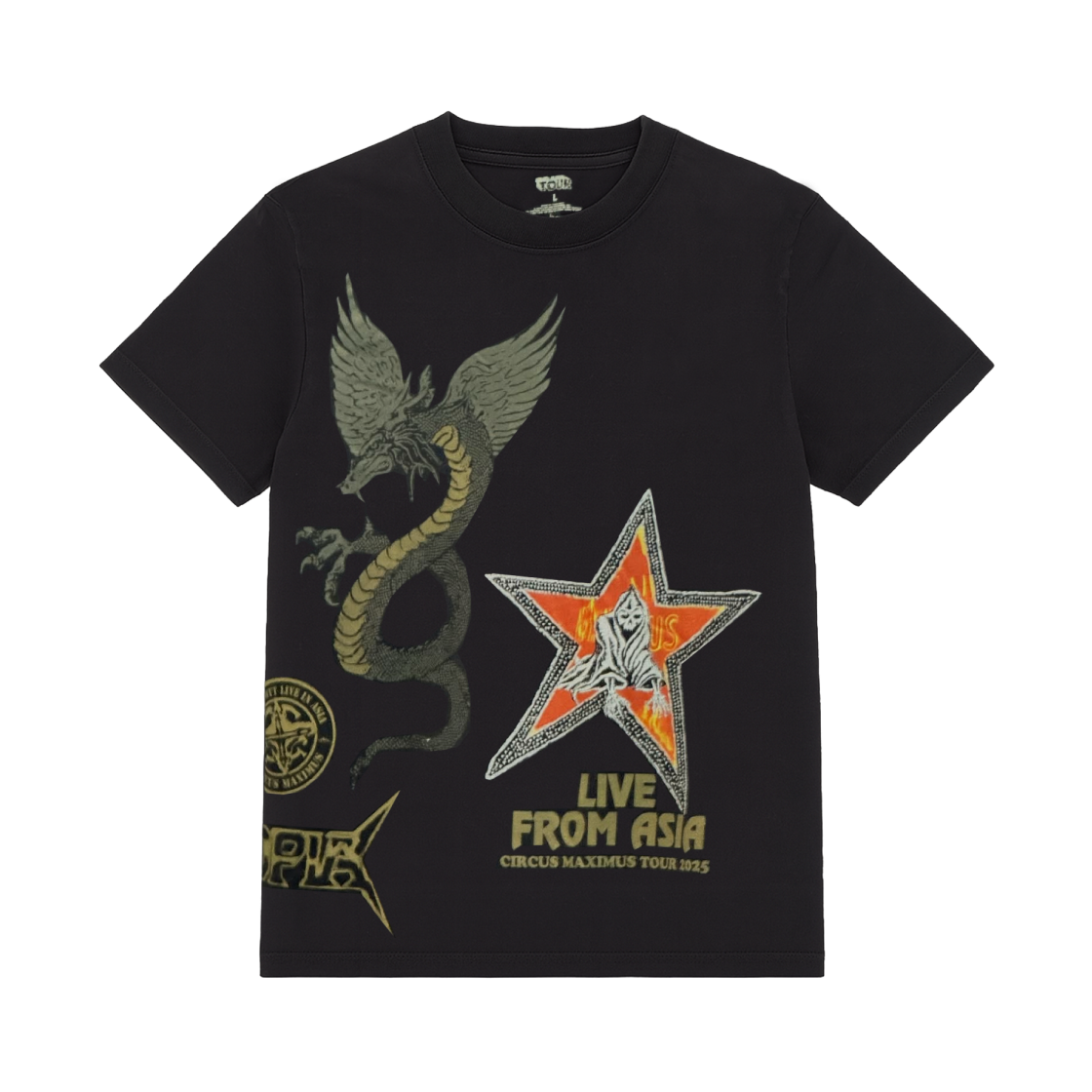 - Travis Scott Circus Maximus Stadium Tour 25 Live From Asia T-Shirts Black