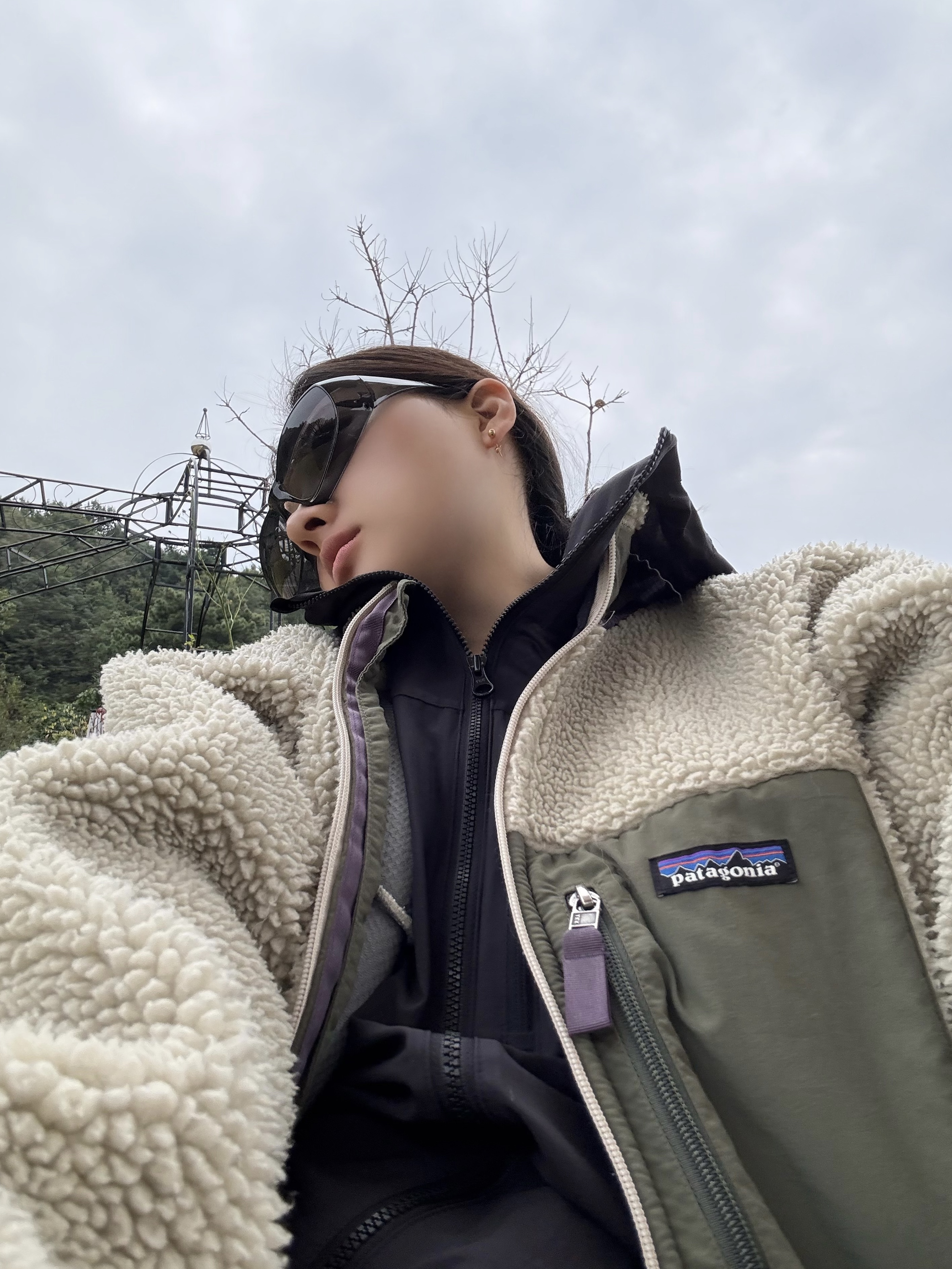 Patagonia Classic Retro-X Jacket Seabird Grey, Takashiba Gimune Safety Overglasses Black 착용 스타일