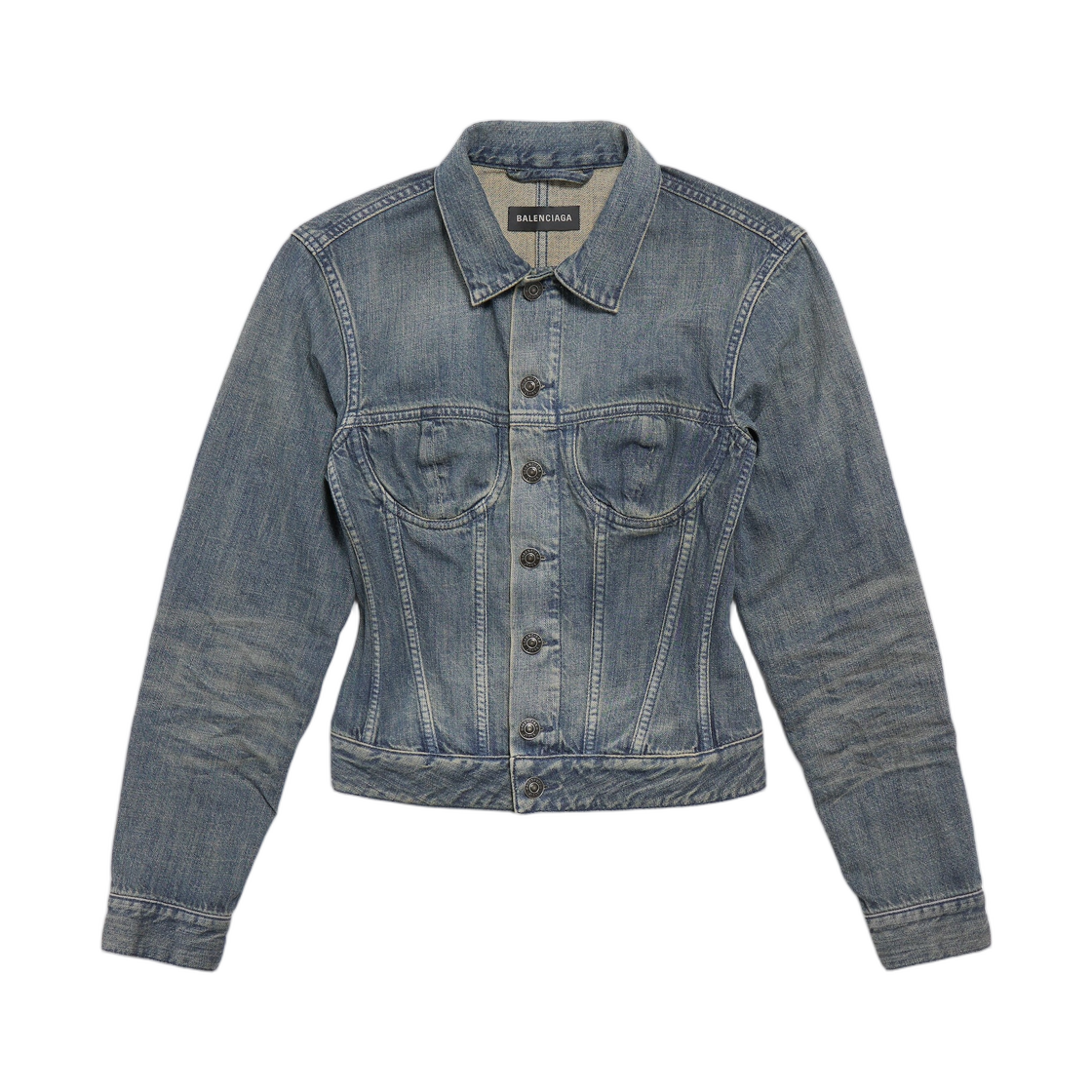 849903TTW763394 (W) Balenciaga Corseted Denim Jacket Blue
