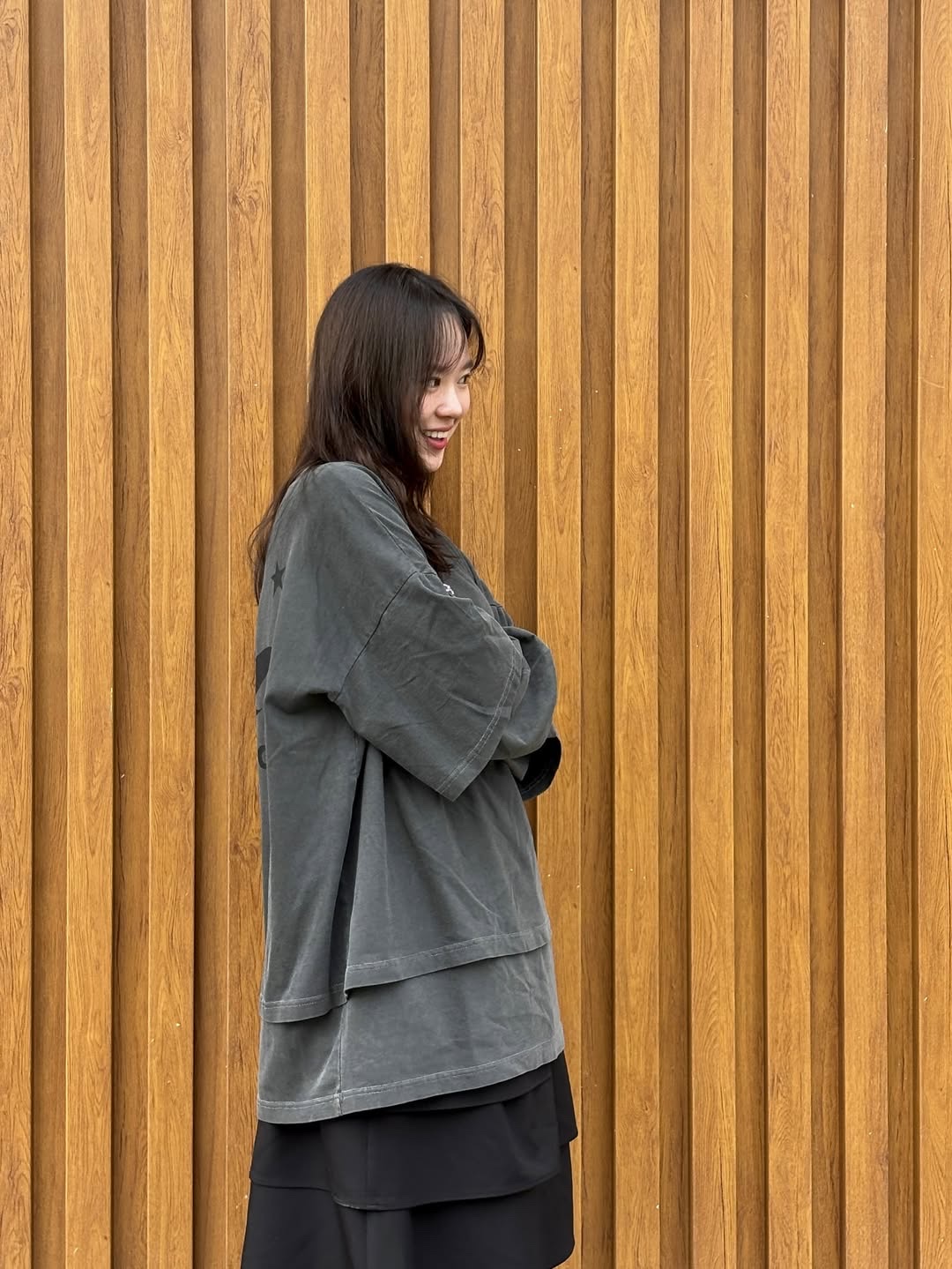 SSERPE Flame Star Layered Long Sleeve T Light Blue, SSERPE Flame Star Layered Long Sleeve T Pigment Charcoal 착용 스타일 - 2