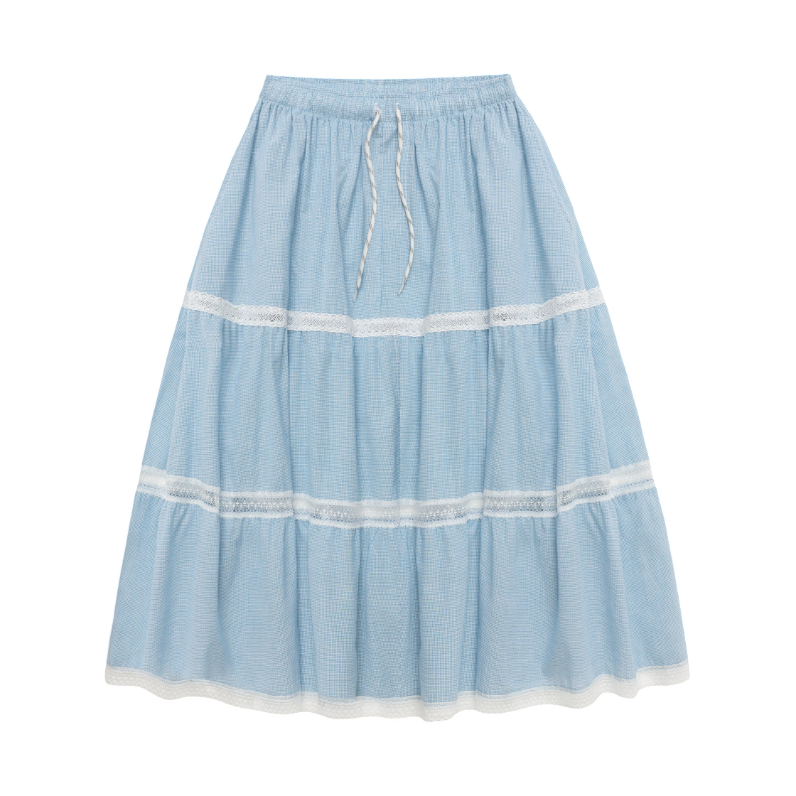 WW84101 (W) Madhappy Friends With Animals Paneled Skirt Blue Check