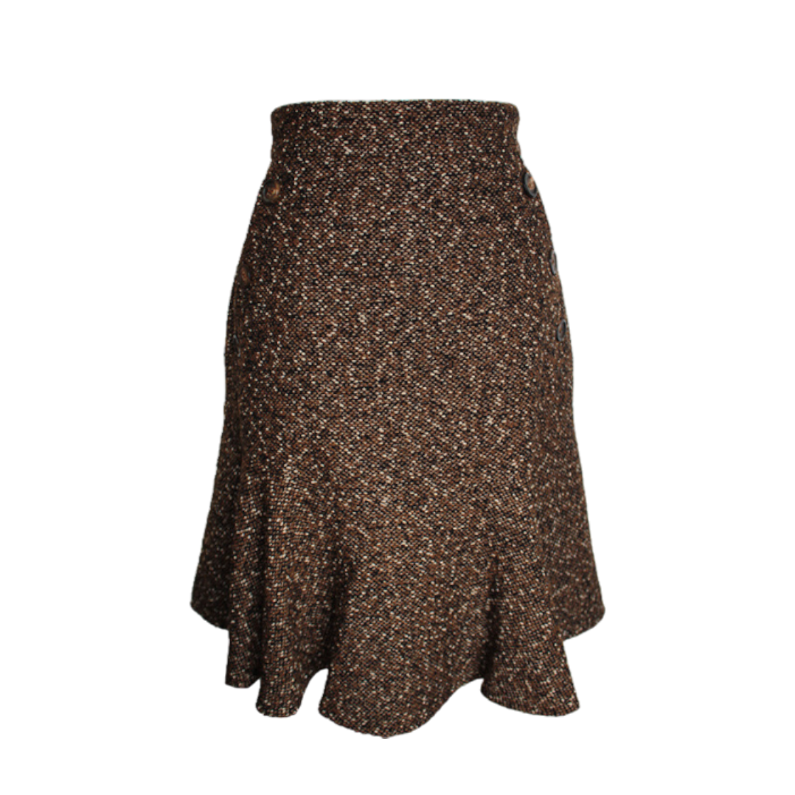 ITL25A4GMA6O Max Mara Melange Brown Wool Blend Skirt Size 44