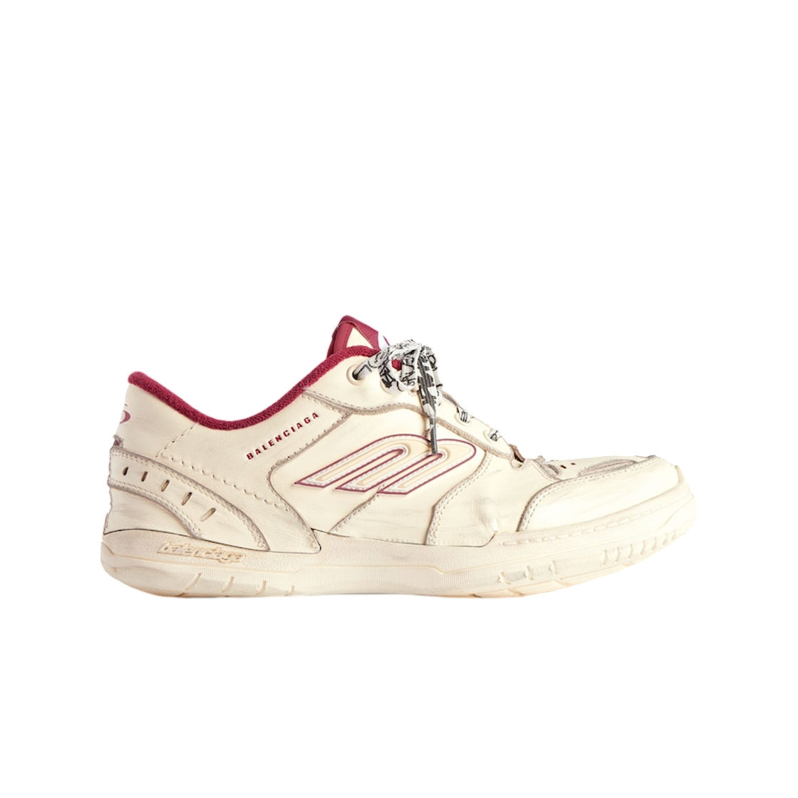 (W) 발렌시아가 햄튼스 미디움 원 아웃 스니커즈 오프 화이트 레드