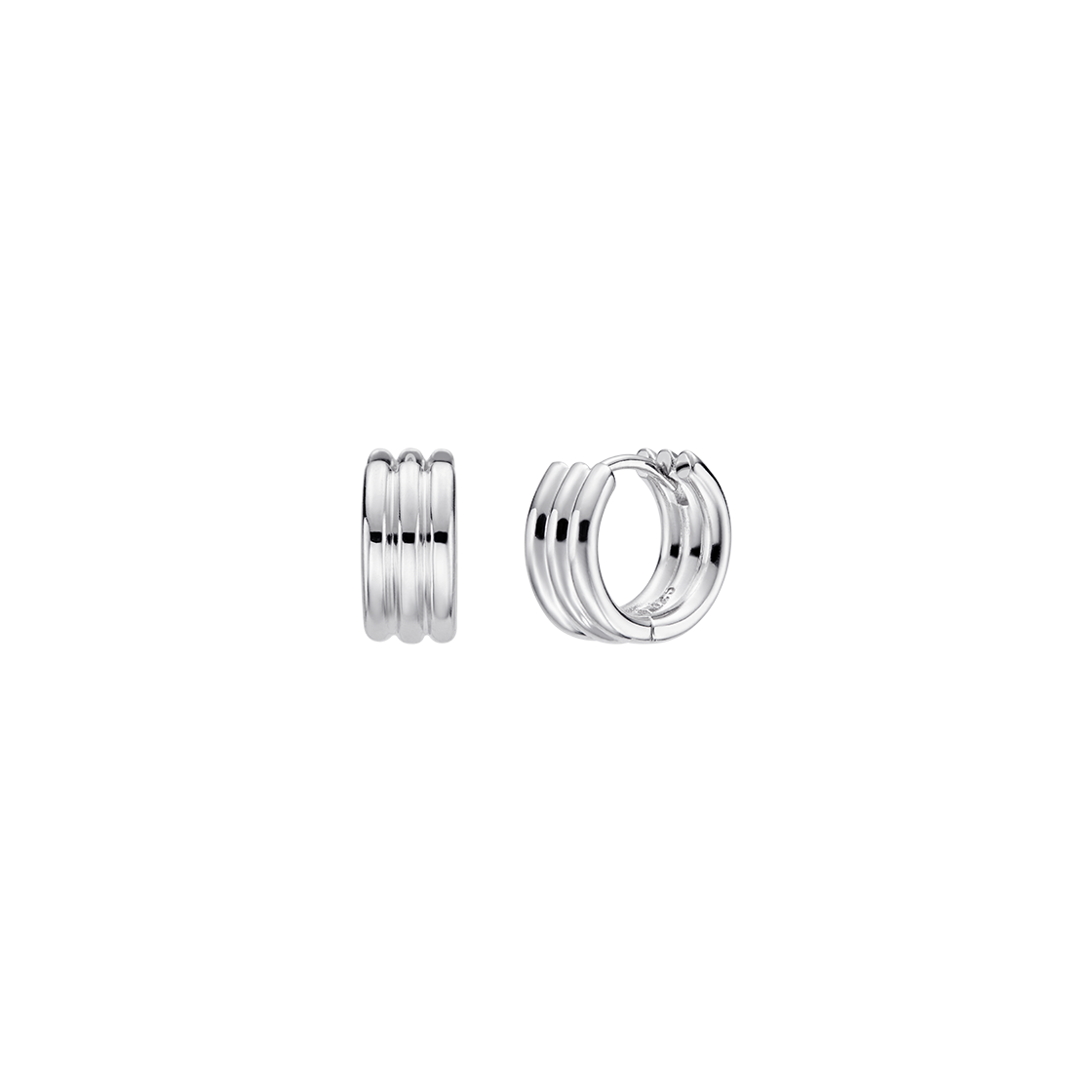 25B10E008-1 TEE RING JAY Triple Spiral Earrings Silver