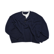 MJD Contrast Neck Cash Crop Knit Navy