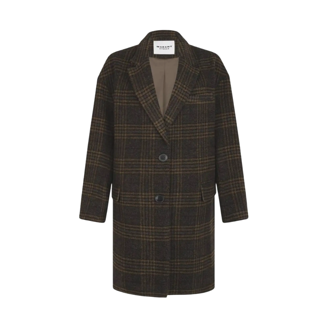 MA0087FA-C3D02E- 67KI (W) Isabel Marant Limiza Wool Check Coat Khaki - 25FW