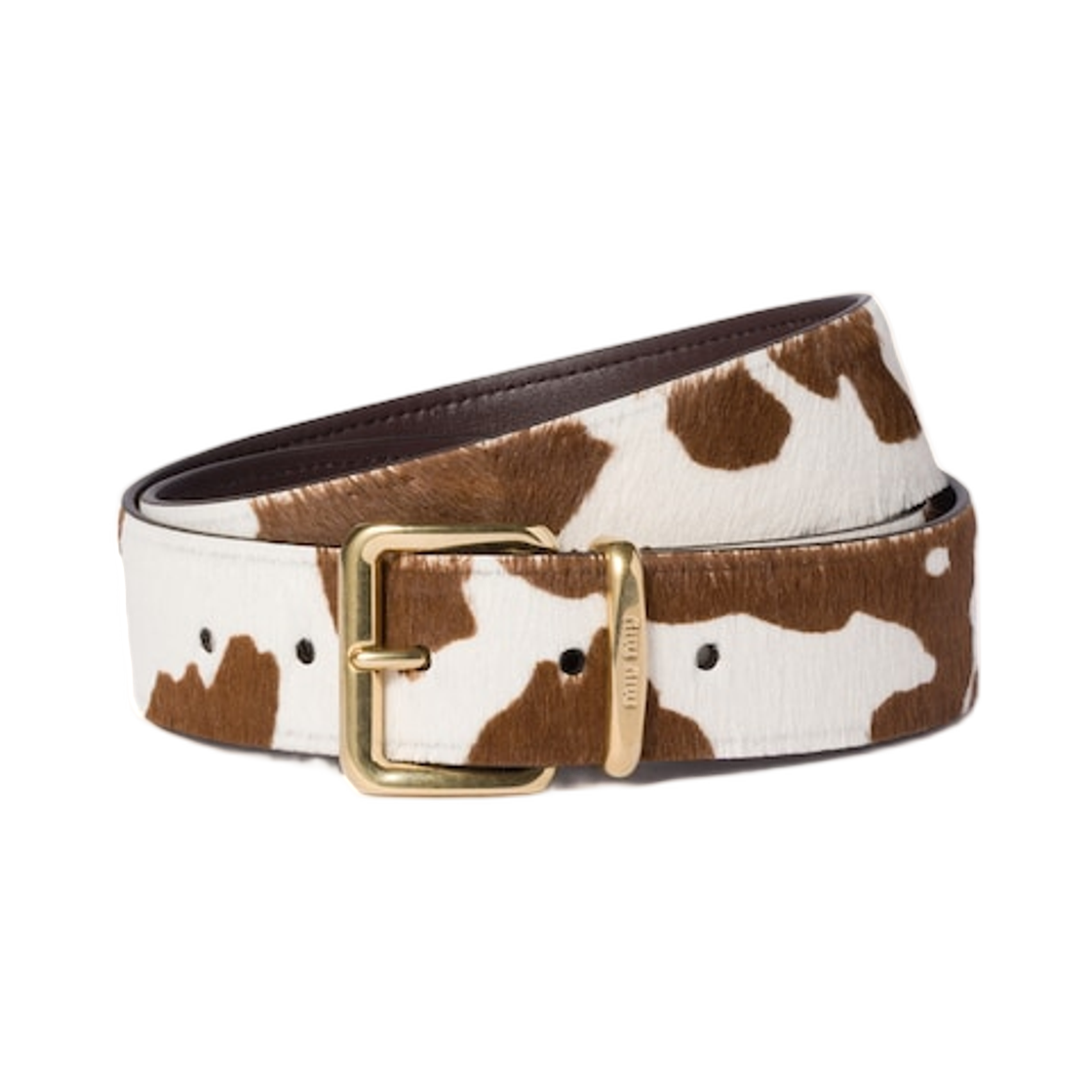 5CC536-2ICT-F0EDH (W) Miu Miu Printed Leather Belt White Burnt Sienna