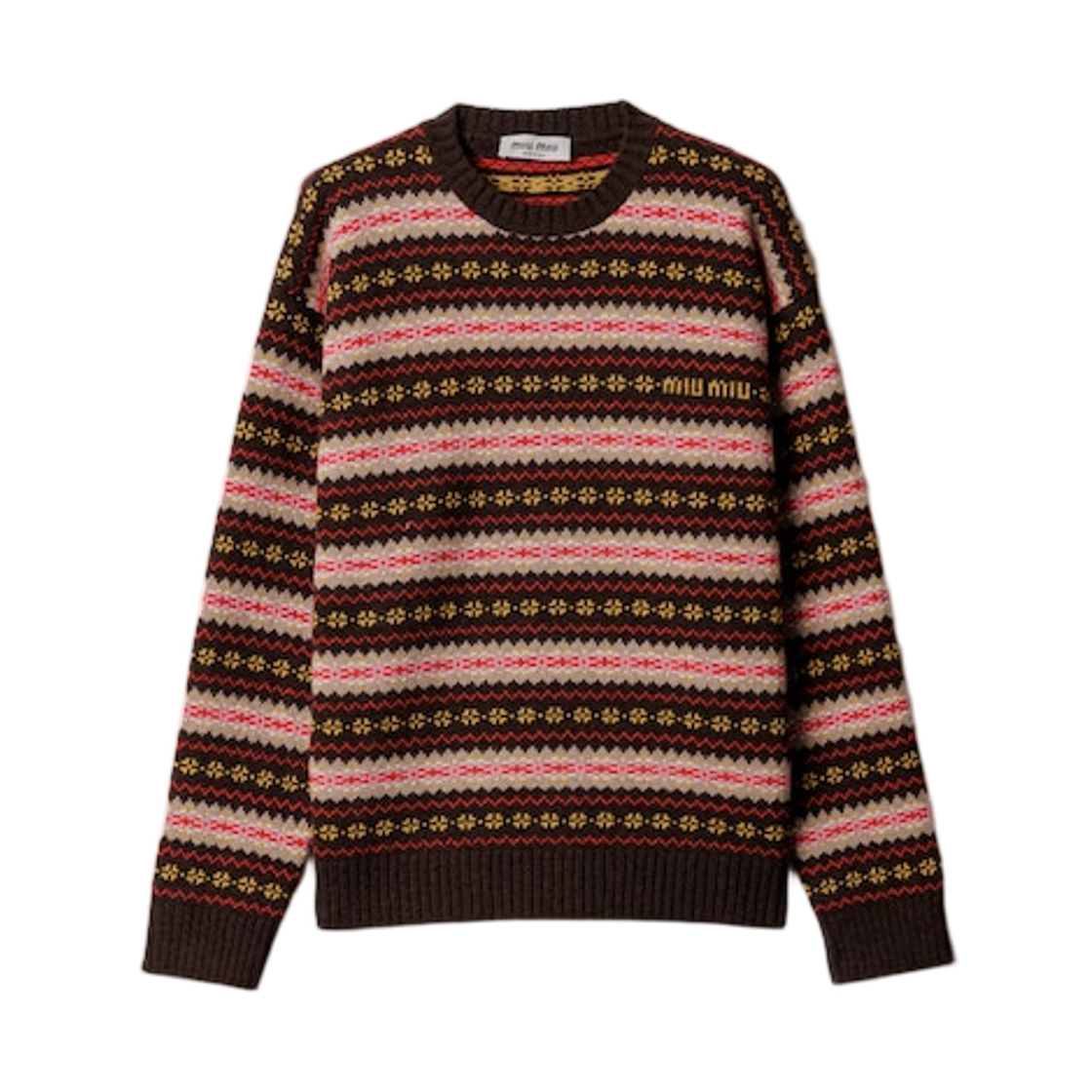 MML01R-18SH-F0003 (W) Miu Miu Wool Crew-Neck Sweater Dark Brown